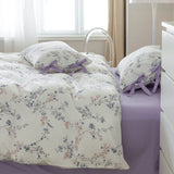 Cottage Ribbon Bow Tie Floral Bedding Bundle Purple / Small Flat