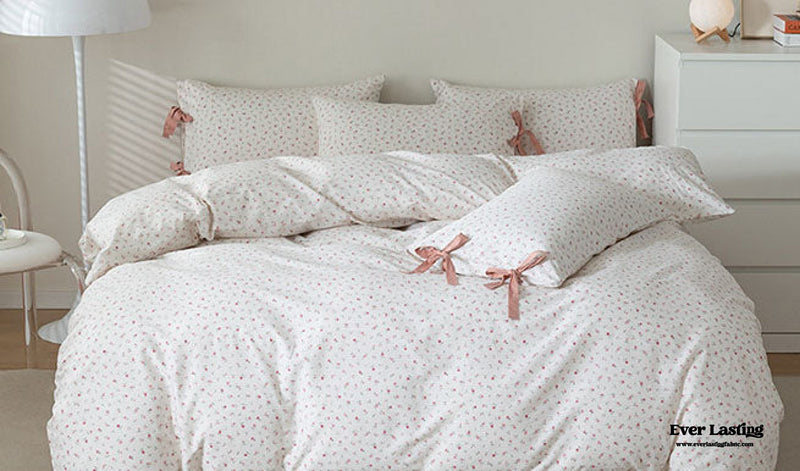 Cottage Ribbon Bow Tie Floral Bedding Set