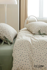 Cottage Ribbon Bow Tie Floral Bedding Set