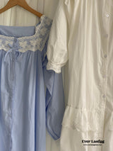 Cottage Ruffle Lace Nightgown Dress / White Pajama