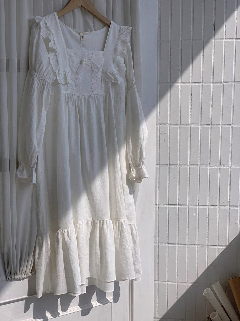  - Ever Lasting - Cottage Ruffle Lace Nightgown Dress / White - Pajama - Ever Lasting