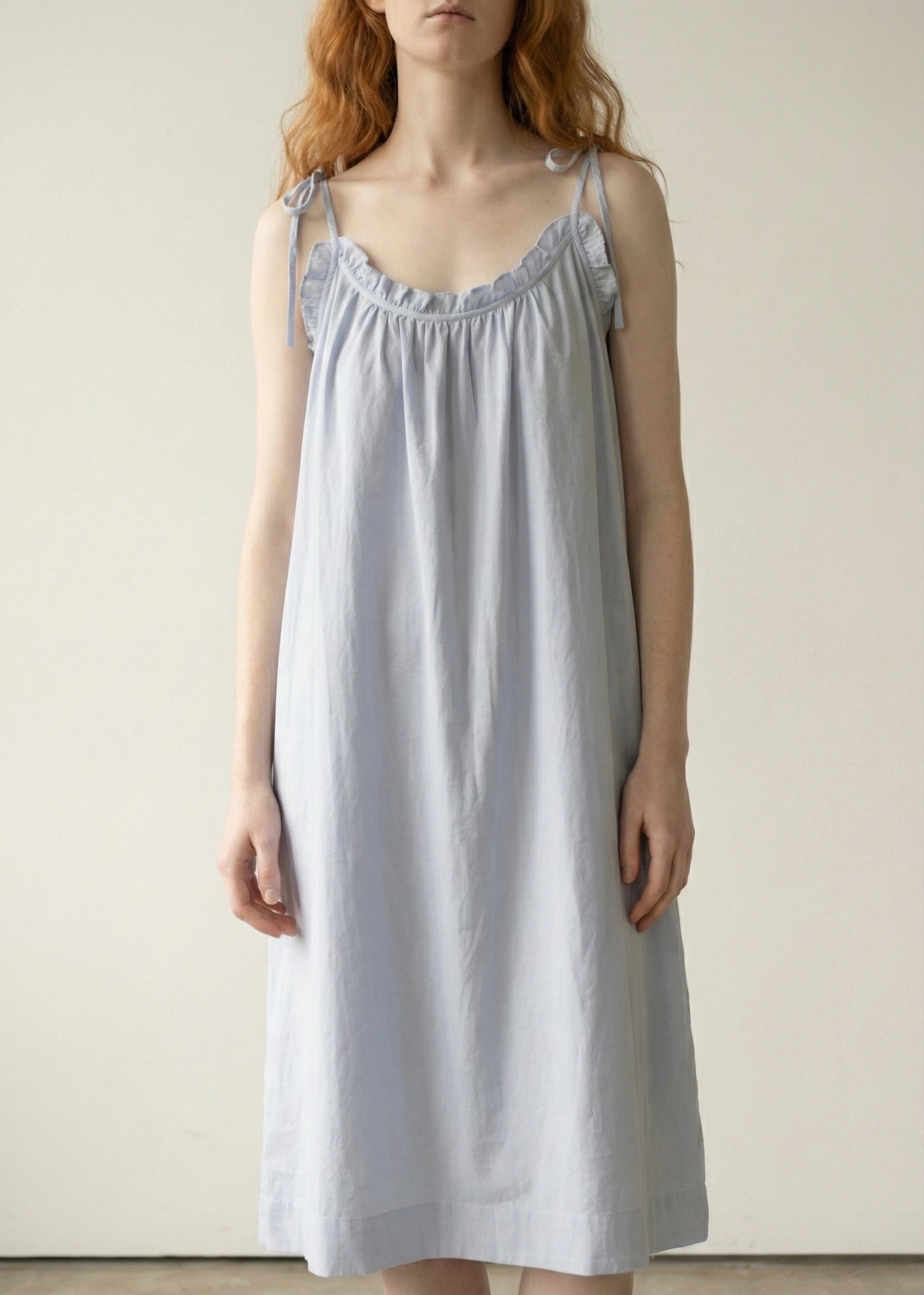  - Ever Lasting - Cotton Gauze Lounge Dress with Built - In Bra – Adjustable Strap Nightgown / Blue - Pajamas - Ever Lasting