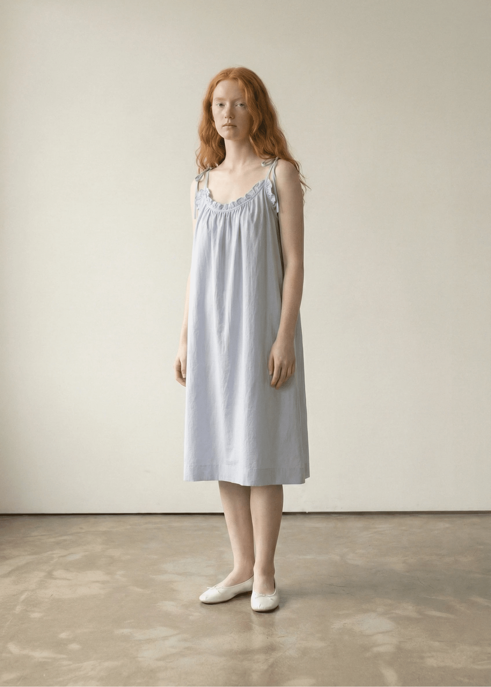  - Ever Lasting - Cotton Gauze Lounge Dress with Built - In Bra – Adjustable Strap Nightgown / Blue - Pajamas - Ever Lasting