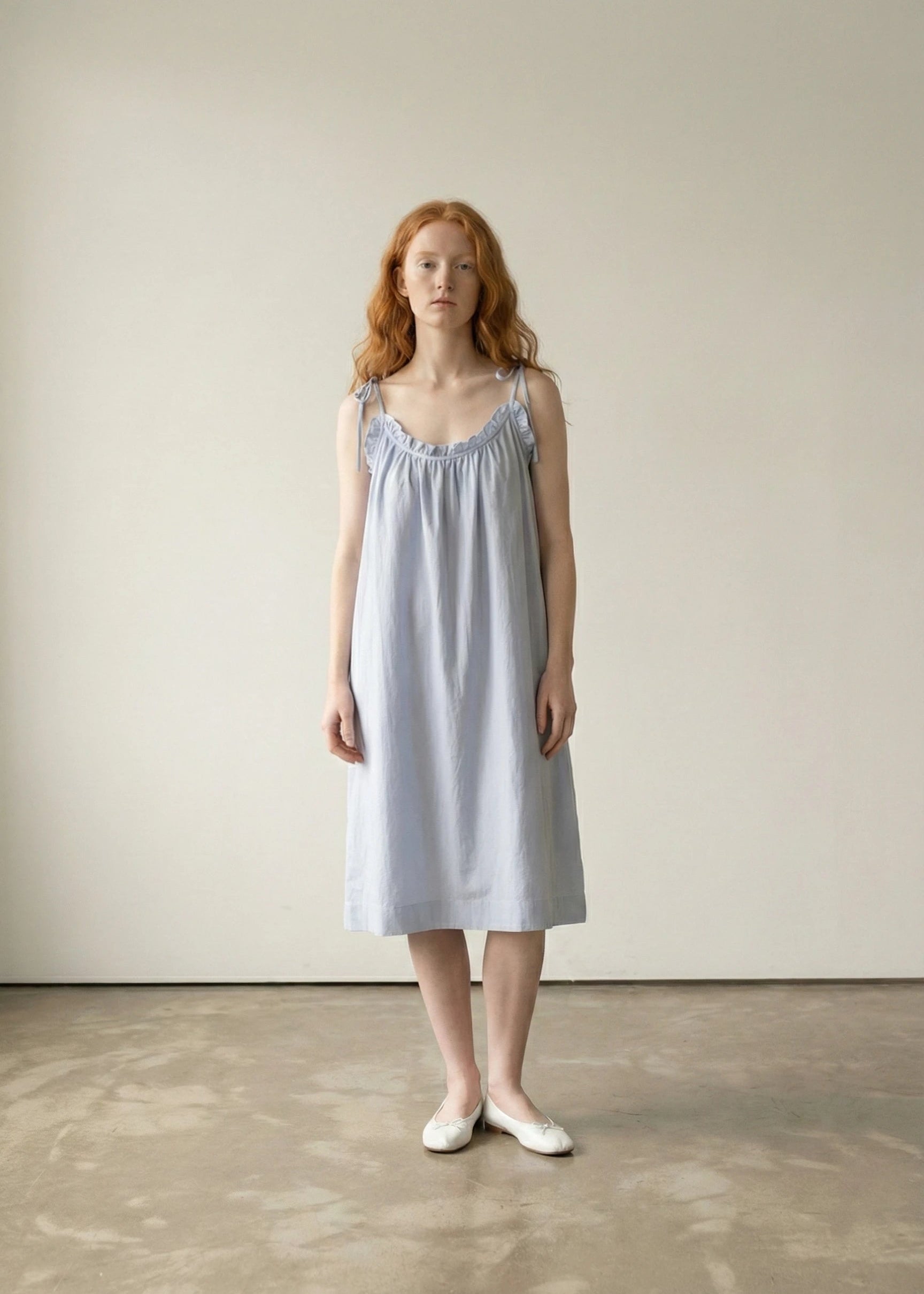  - Ever Lasting - Cotton Gauze Lounge Dress with Built - In Bra – Adjustable Strap Nightgown / Blue - Pajamas - Ever Lasting