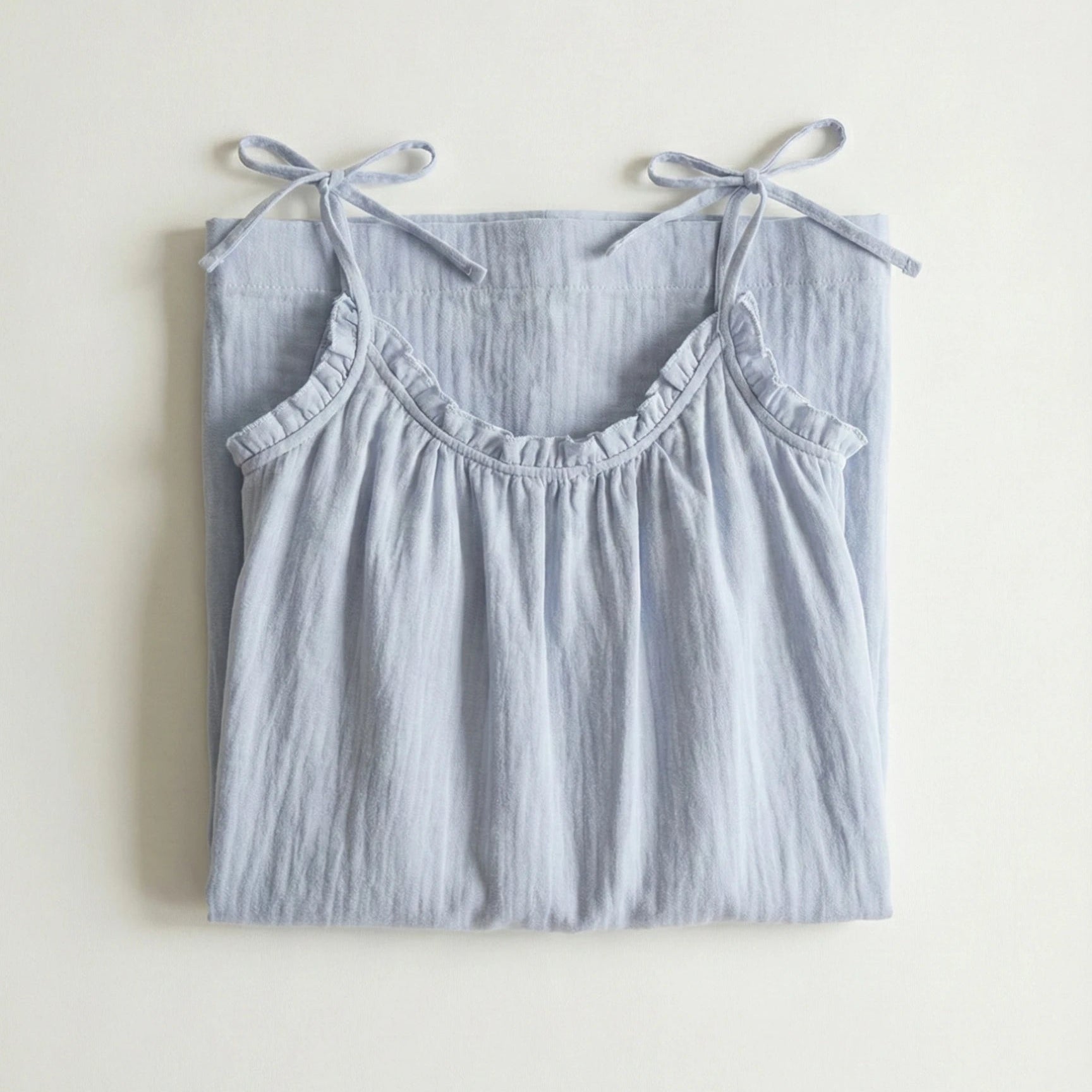  - Ever Lasting - Cotton Gauze Lounge Dress with Built - In Bra – Adjustable Strap Nightgown / Blue - Pajamas - Ever Lasting