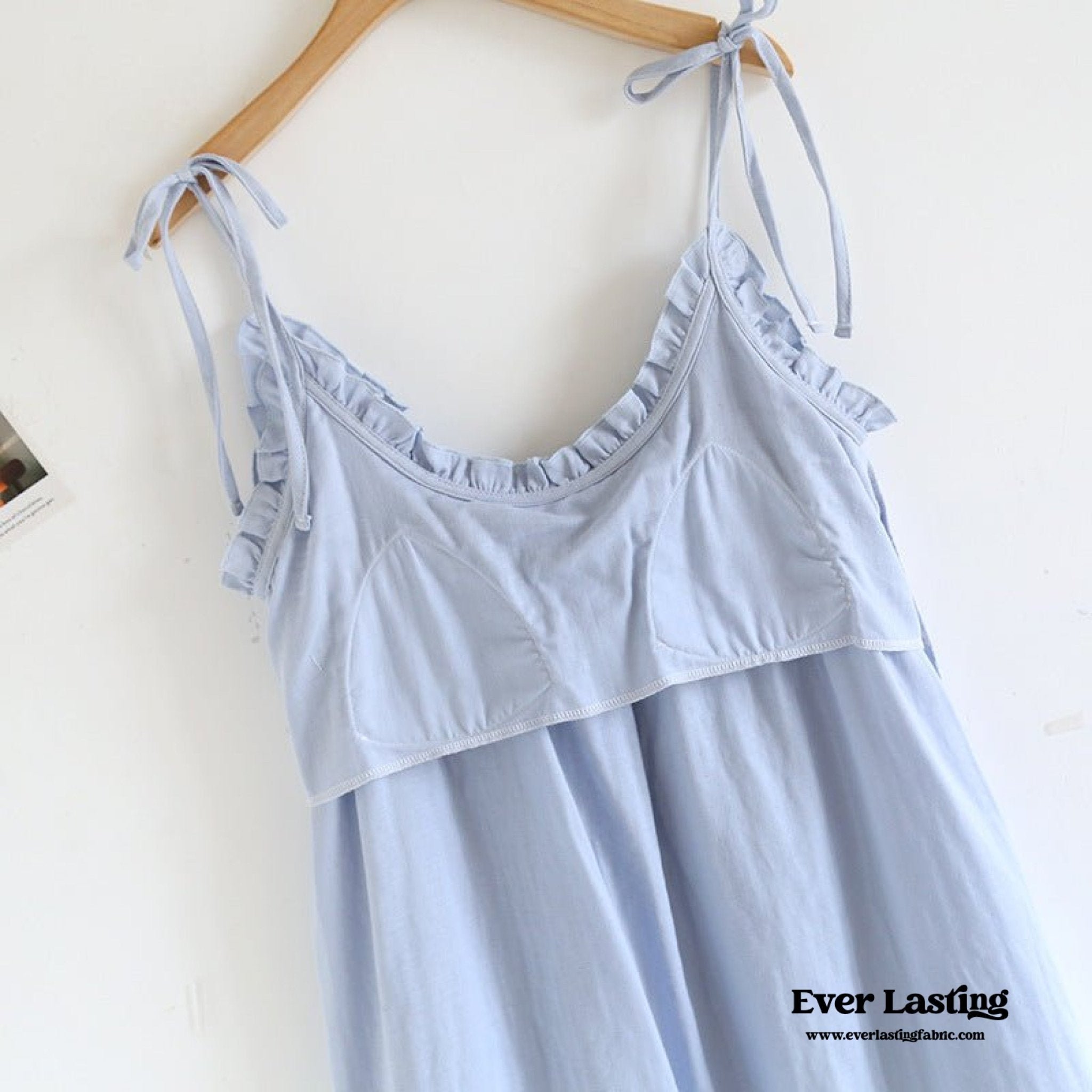 Cotton Gauze Lounge Dress with Built - In Bra – Adjustable Strap Nightgown / Yellow - Ever Lasting