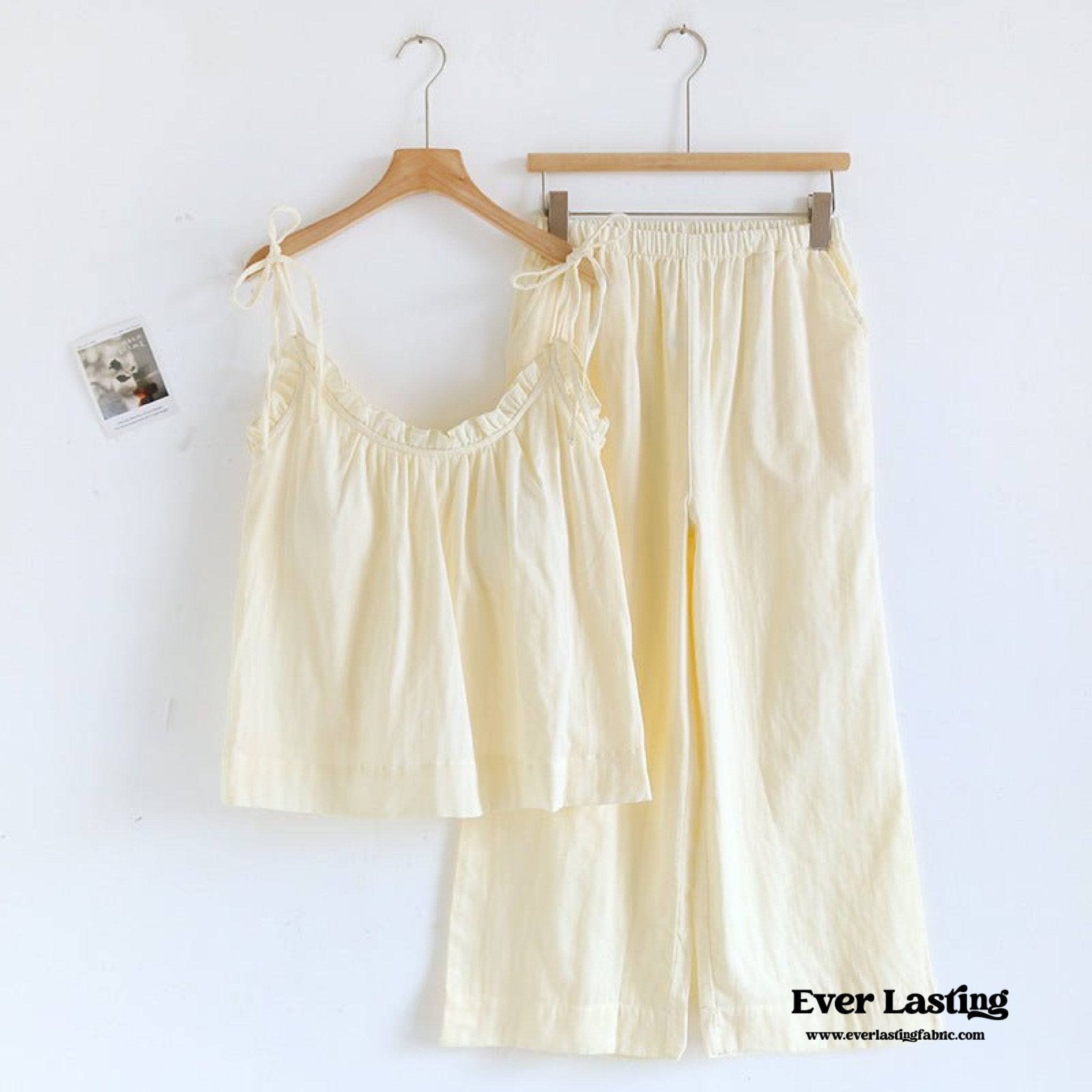 Cotton Gauze Lounge Dress with Built - In Bra – Adjustable Strap Nightgown / Yellow - Ever Lasting