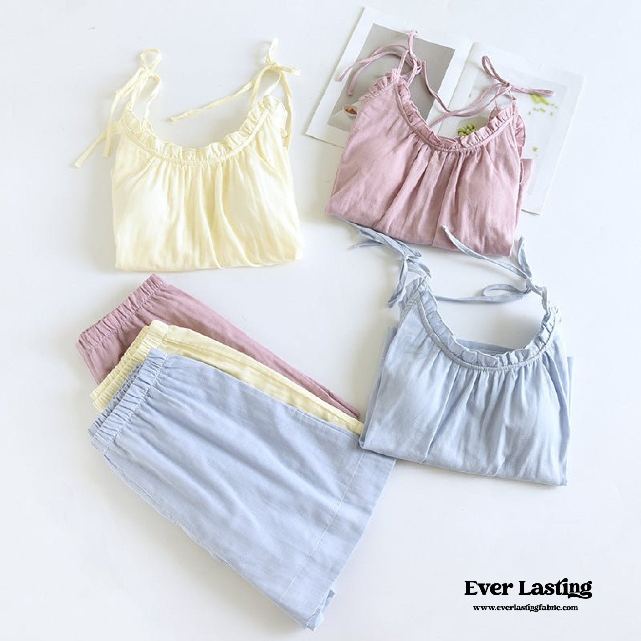 Cotton Gauze Lounge Dress with Built - In Bra – Adjustable Strap Nightgown / Yellow - Ever Lasting