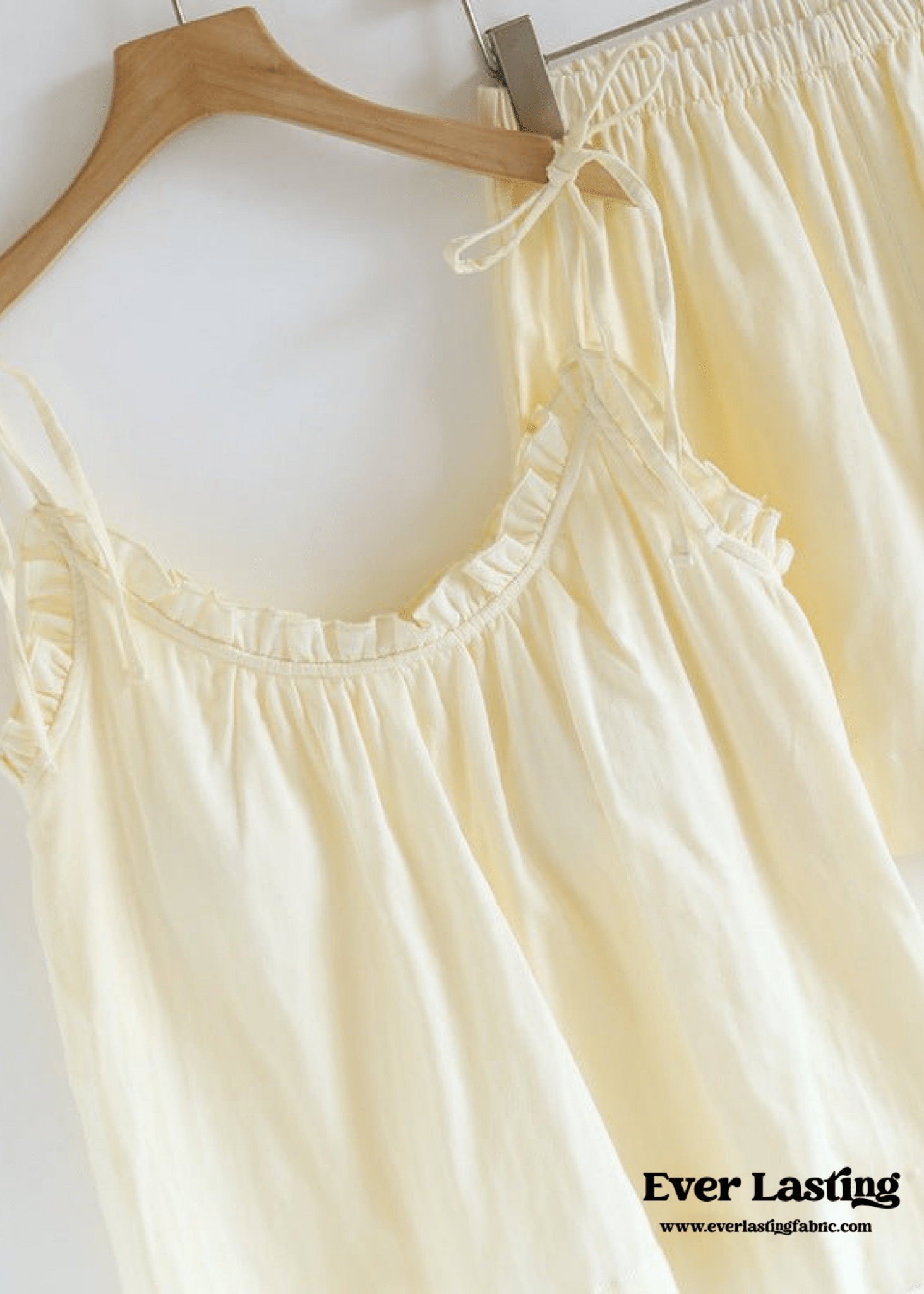 Cotton Gauze Lounge Dress with Built - In Bra – Adjustable Strap Nightgown / Yellow - Ever Lasting