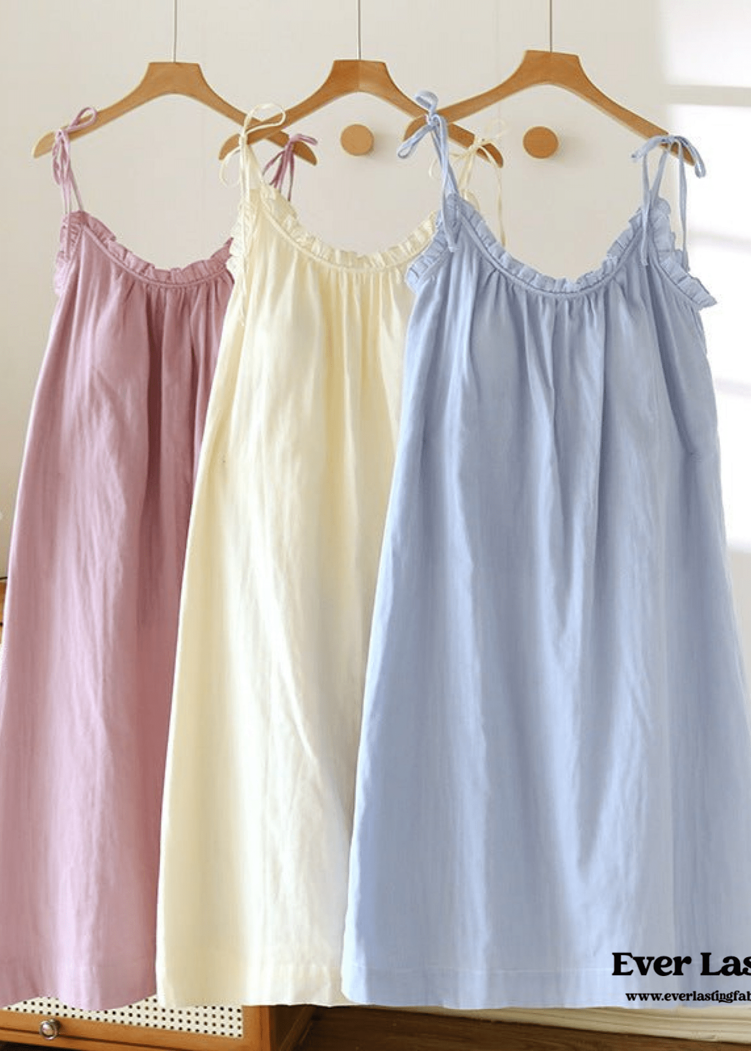 Cotton Gauze Lounge Dress with Built - In Bra – Adjustable Strap Nightgown / Yellow - Ever Lasting