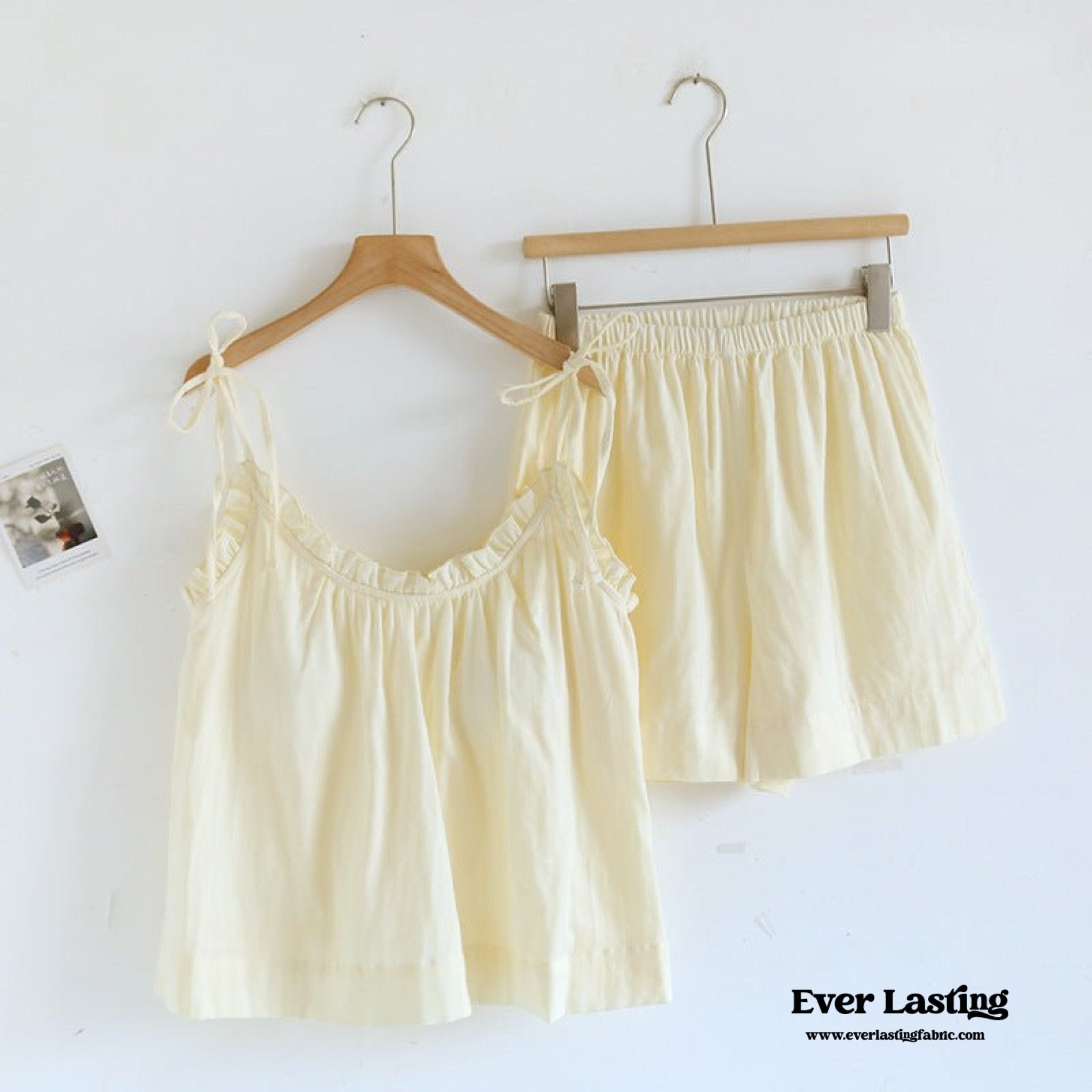 Cotton Gauze Lounge Dress with Built - In Bra – Adjustable Strap Nightgown / Yellow - Ever Lasting