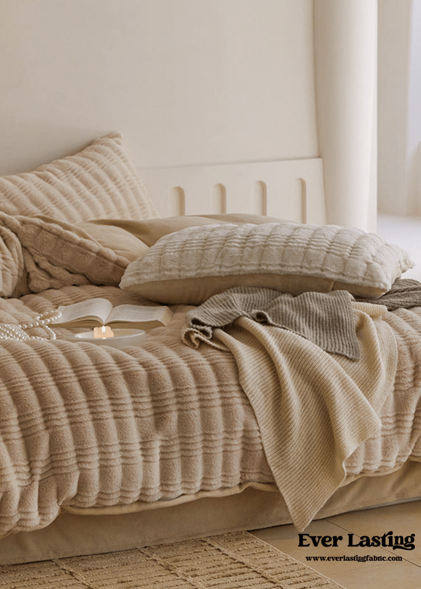 Cozy Earth Tone Milk Velvet Bedding Set / Beige Khaki - Ever Lasting