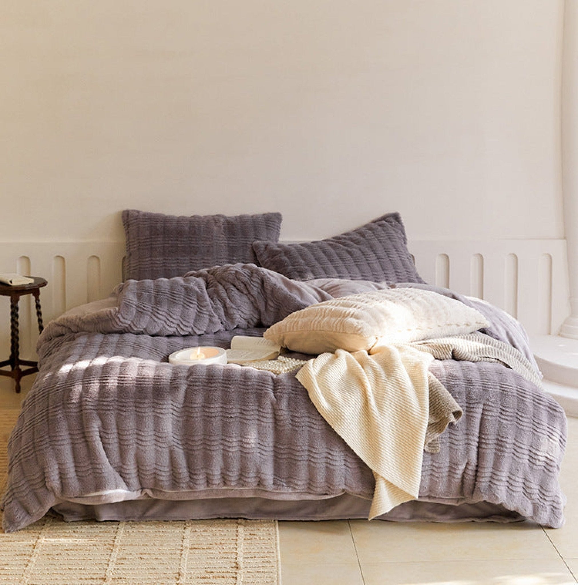 Cozy Earth Tone Milk Velvet Bedding Set / Pink - Ever Lasting