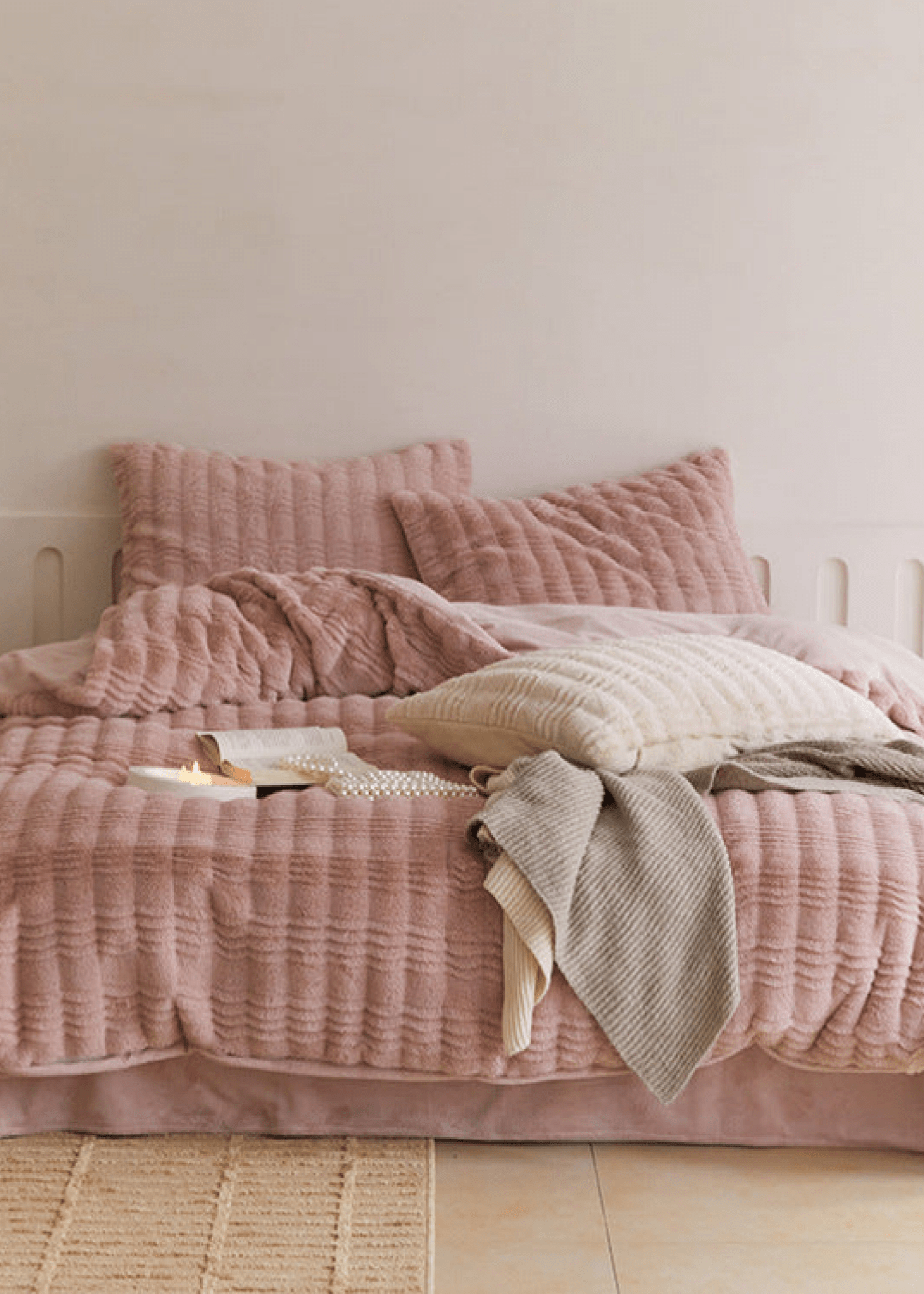 Cozy Earth Tone Milk Velvet Bedding Set / Pink - Ever Lasting