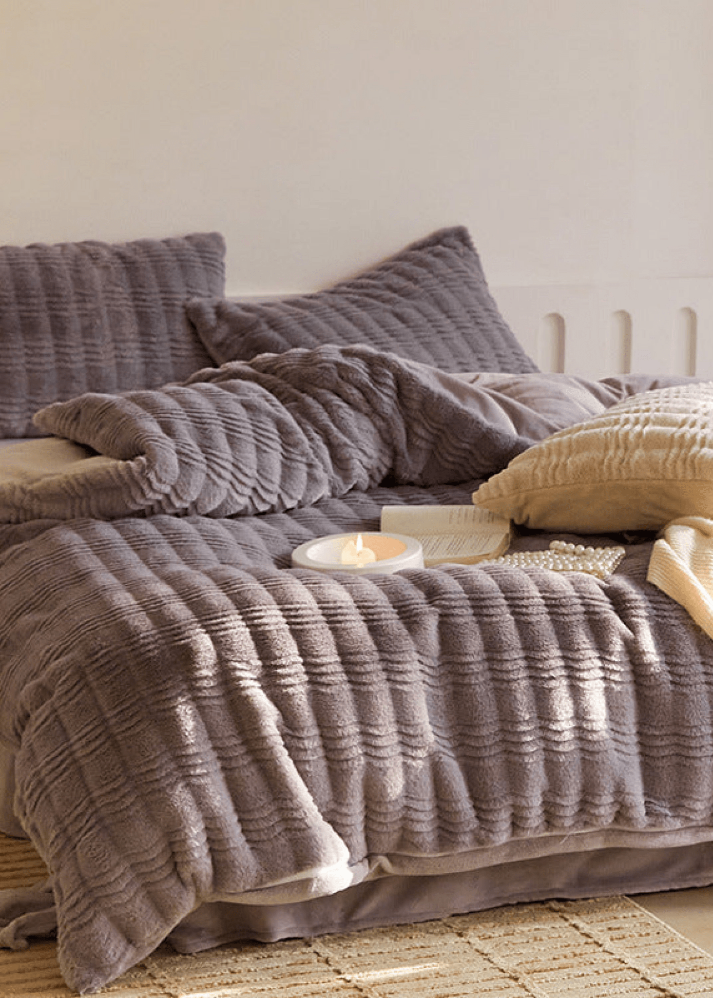  - Ever Lasting - Cozy Earth Tone Milk Velvet Bedding Set / Pink - Bedding Set - Ever Lasting