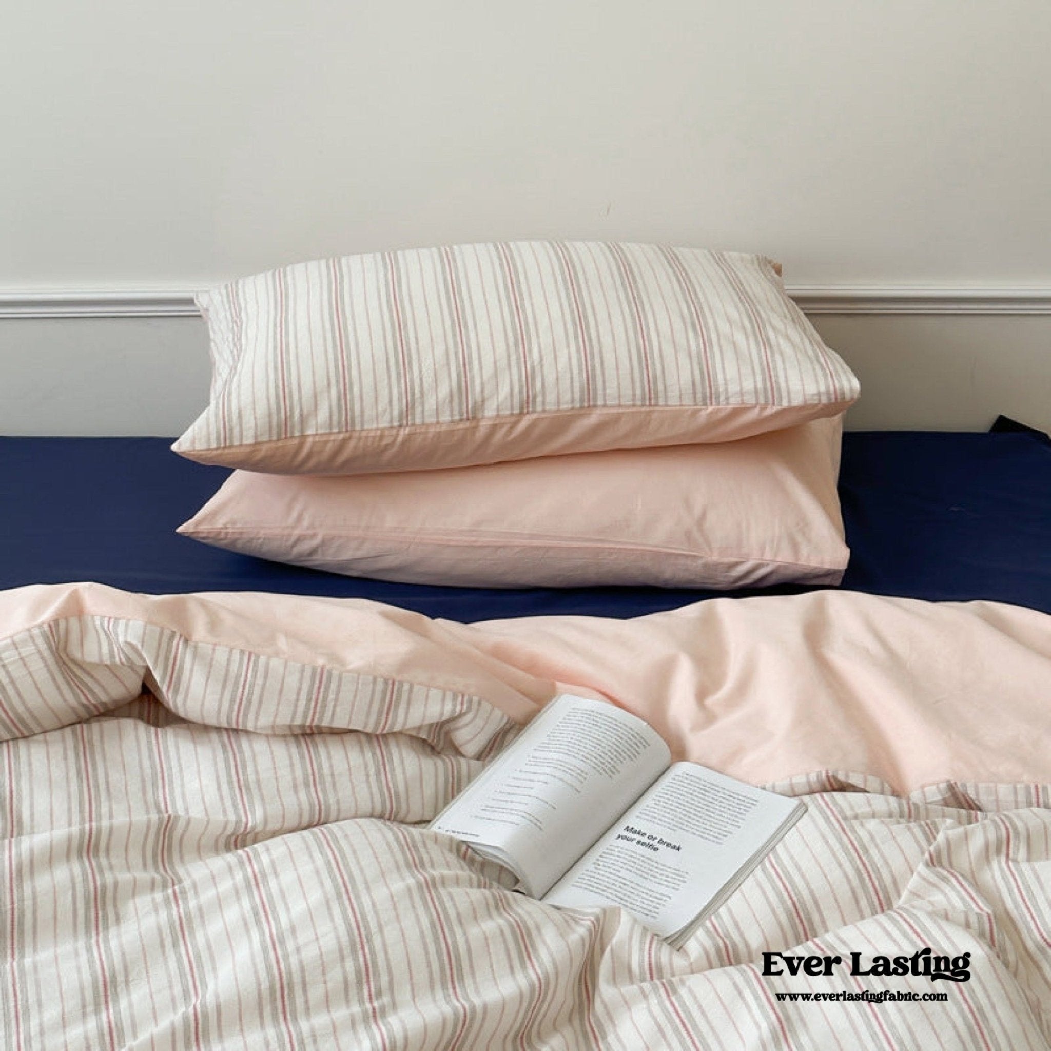 Cozy Pastel Striped Washed Cotton Bedding Set - Ever Lasting