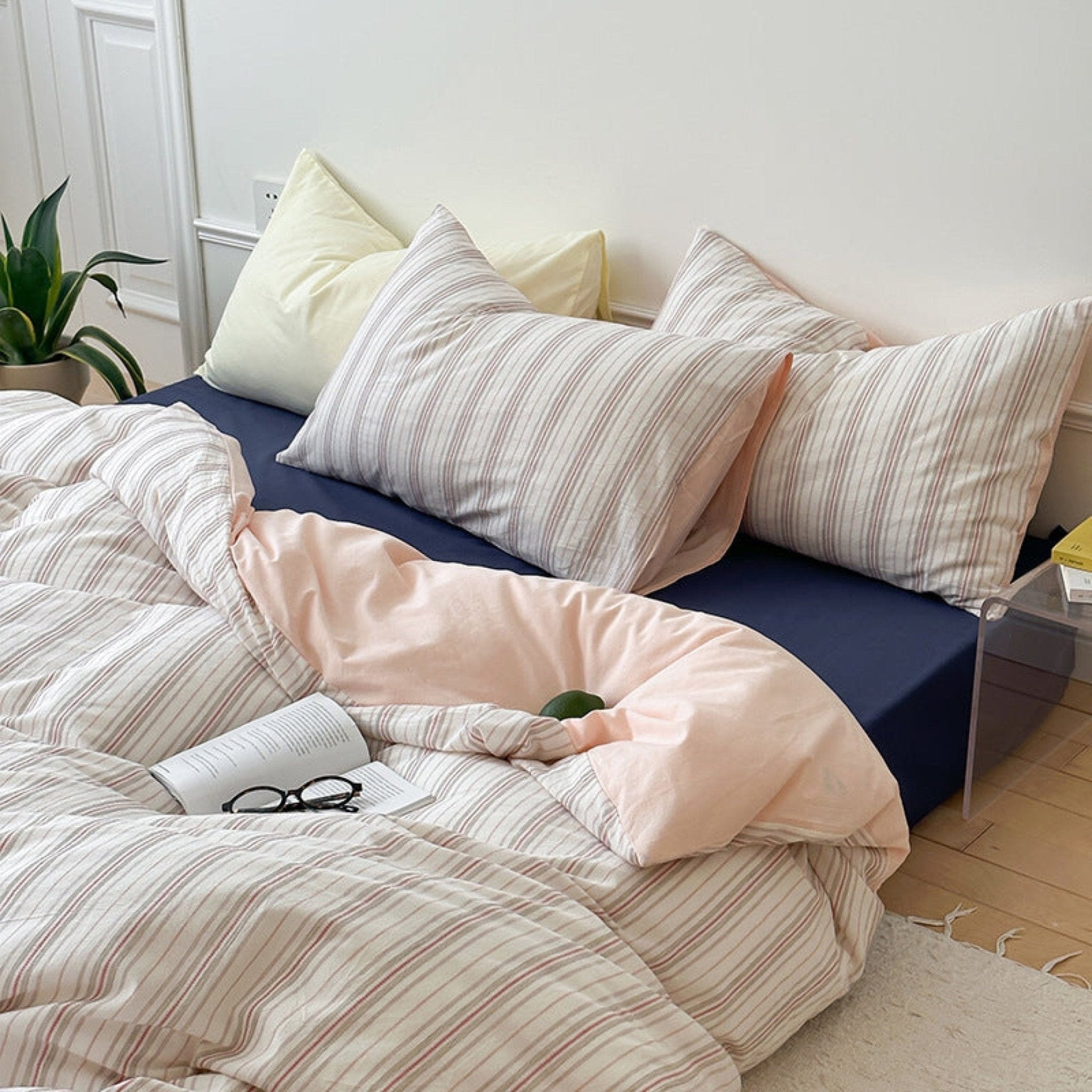 Cozy Pastel Striped Washed Cotton Bedding Set - Ever Lasting