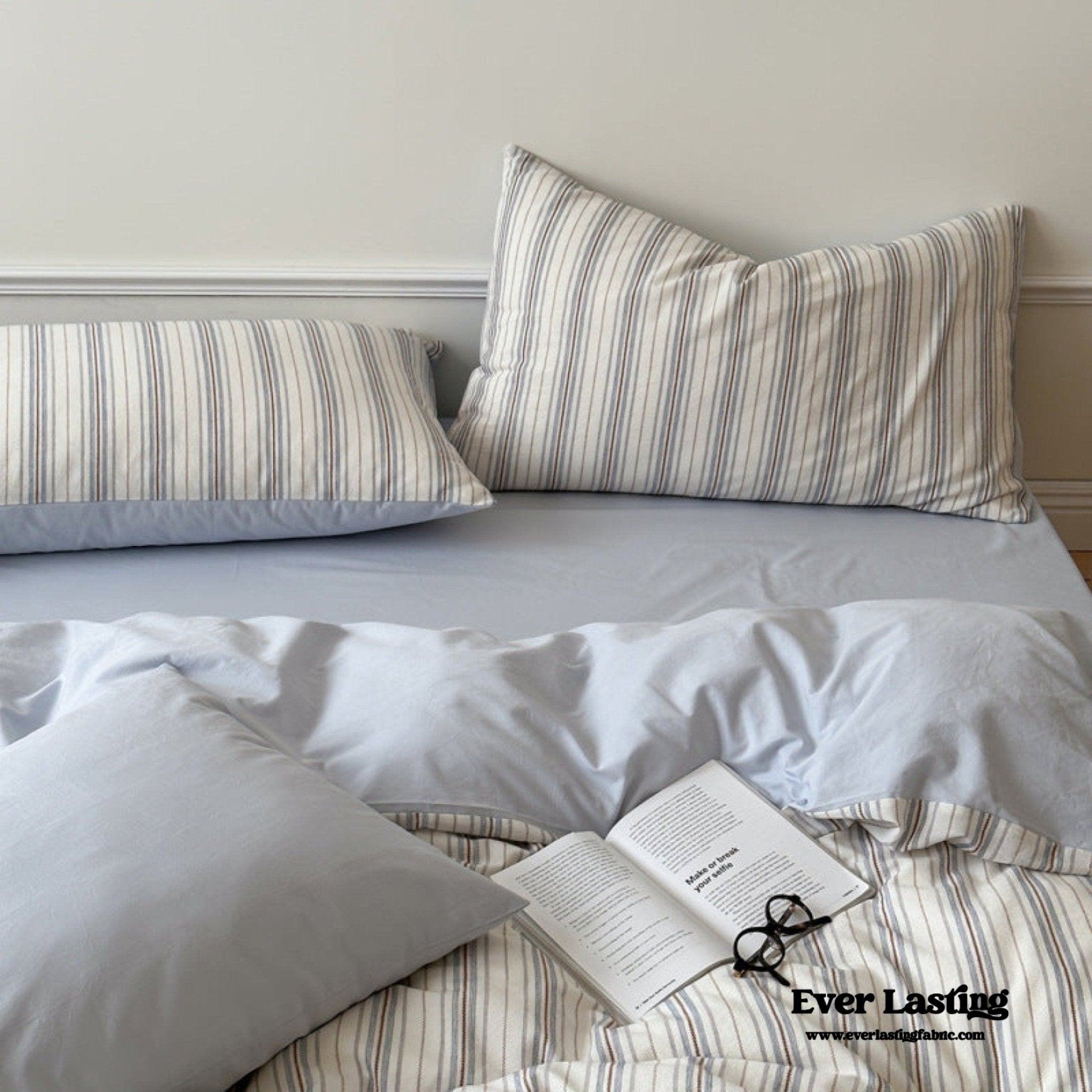 Cozy Pastel Striped Washed Cotton Bedding Set - Ever Lasting