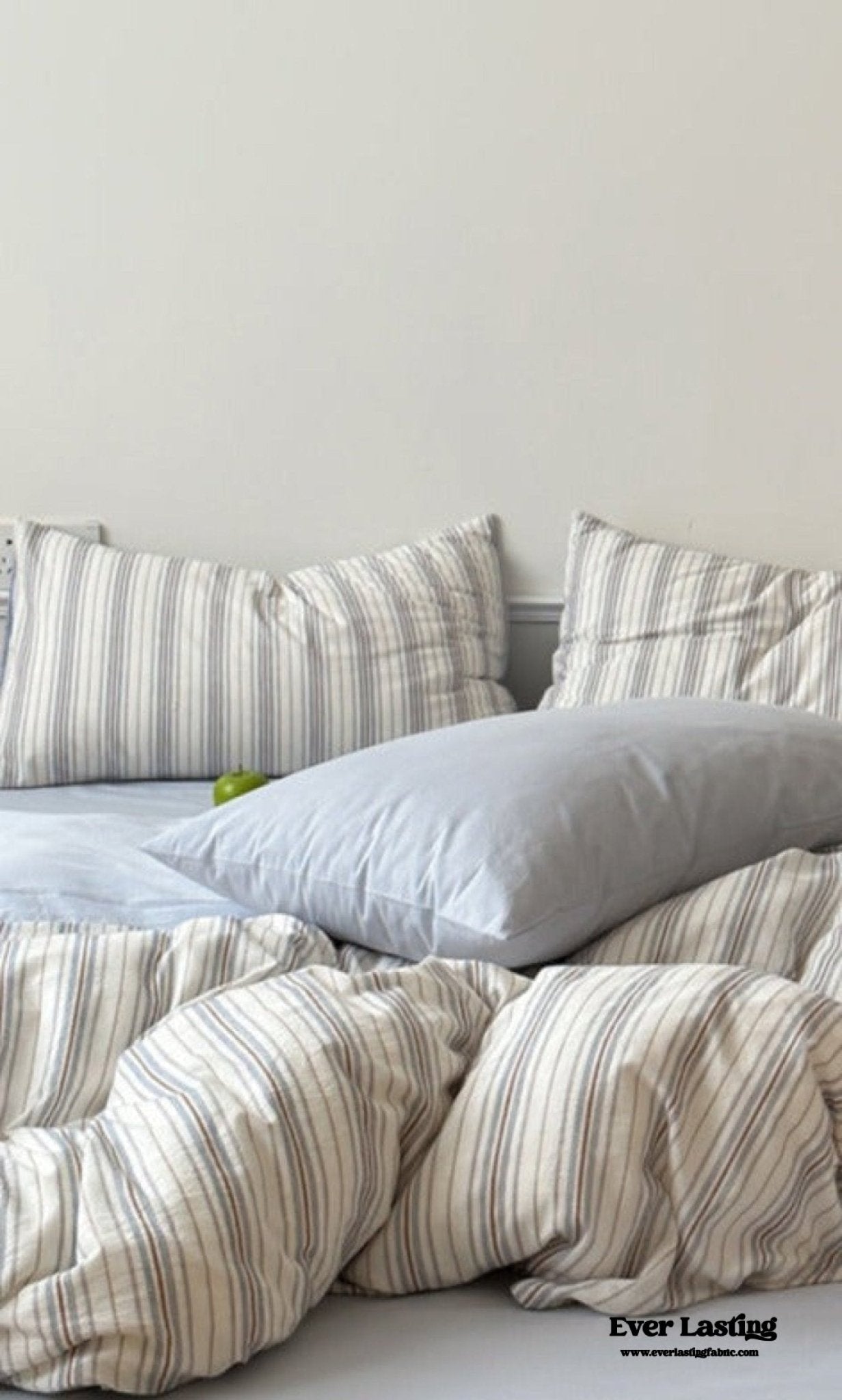 Cozy Pastel Striped Washed Cotton Duvet Cover / Blue - Ever Lasting