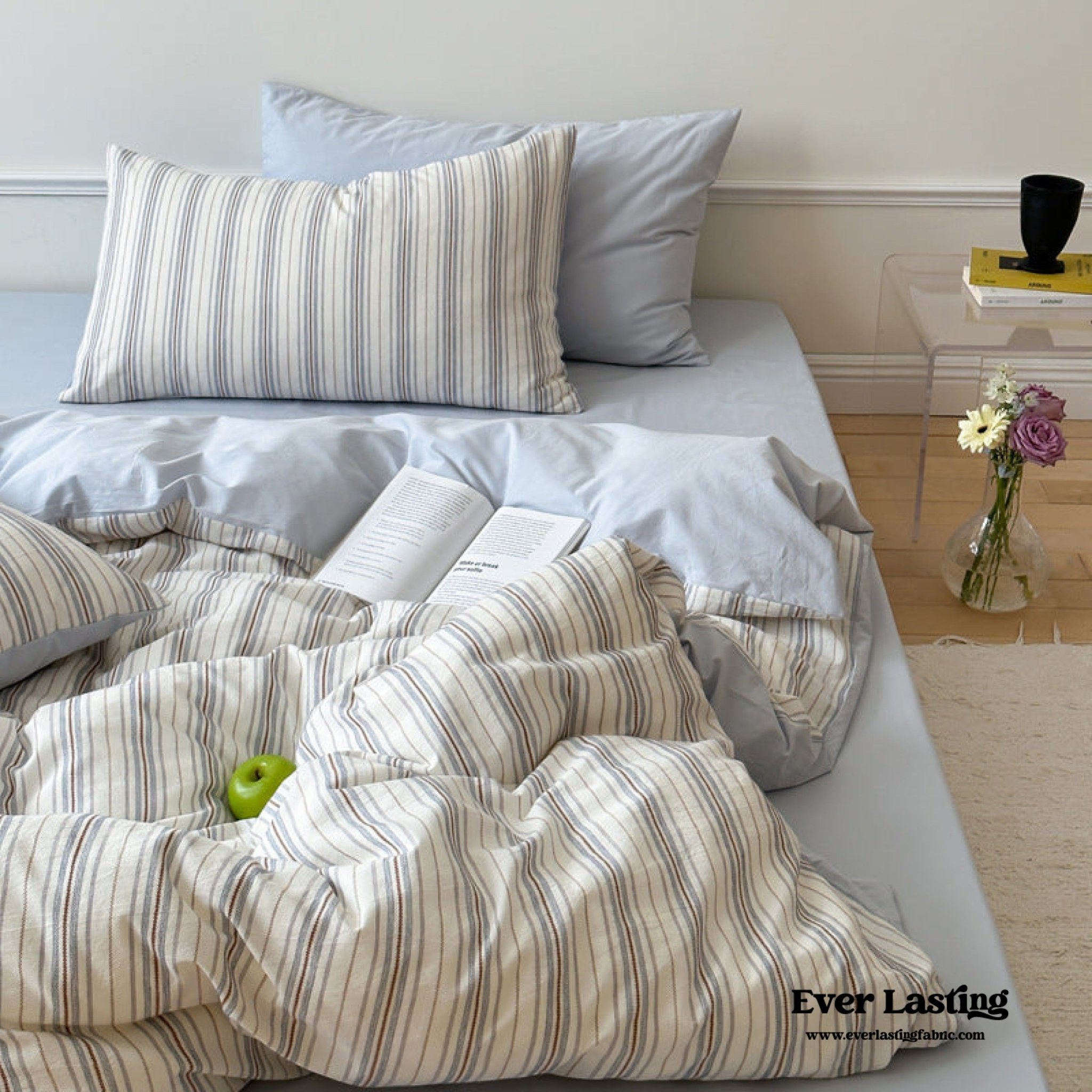 Cozy Pastel Striped Washed Cotton Pillowcases / Pink - Ever Lasting