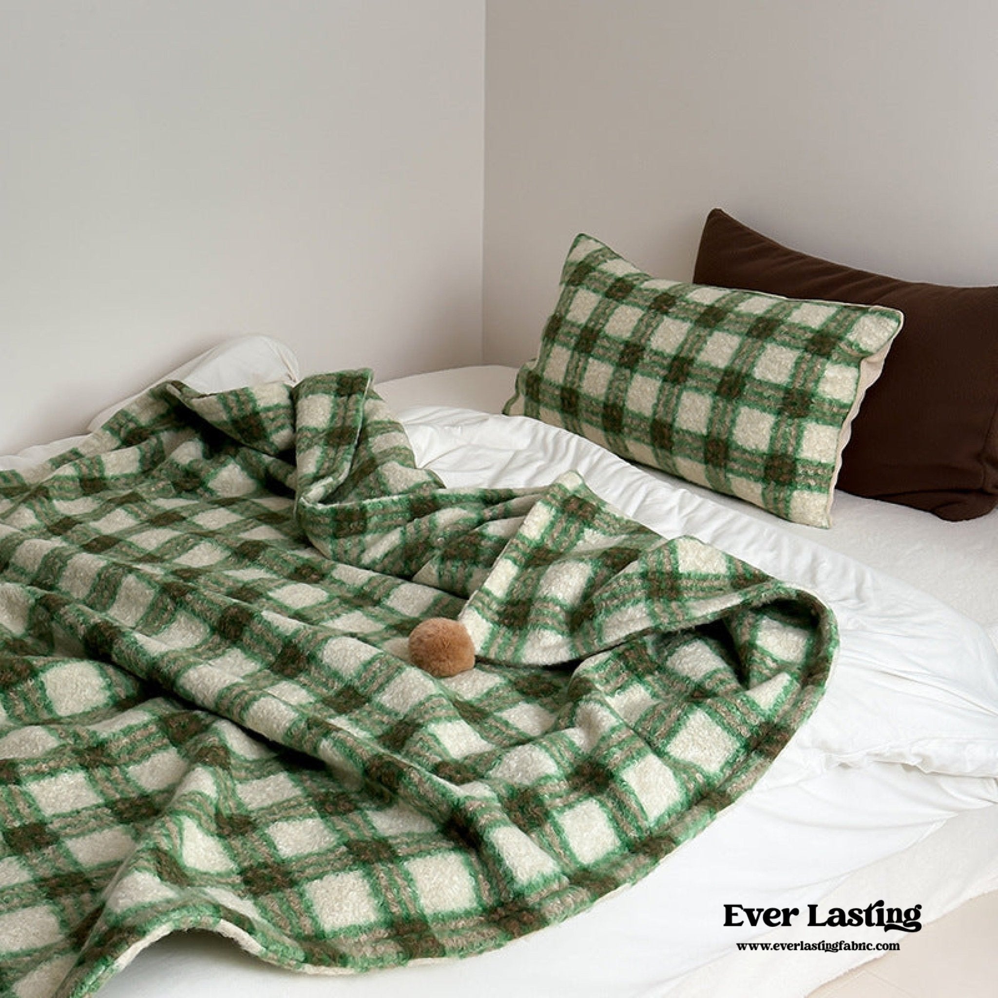 Cozy Plaid Wool Throw Blanket / Blue - Ever Lasting