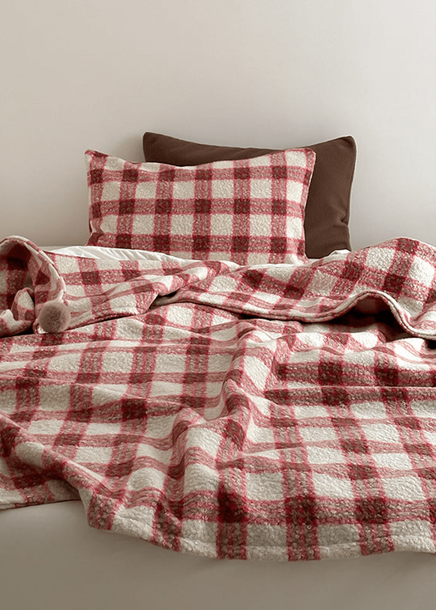 Cozy Plaid Wool Throw Blanket / Brown - Ever Lasting