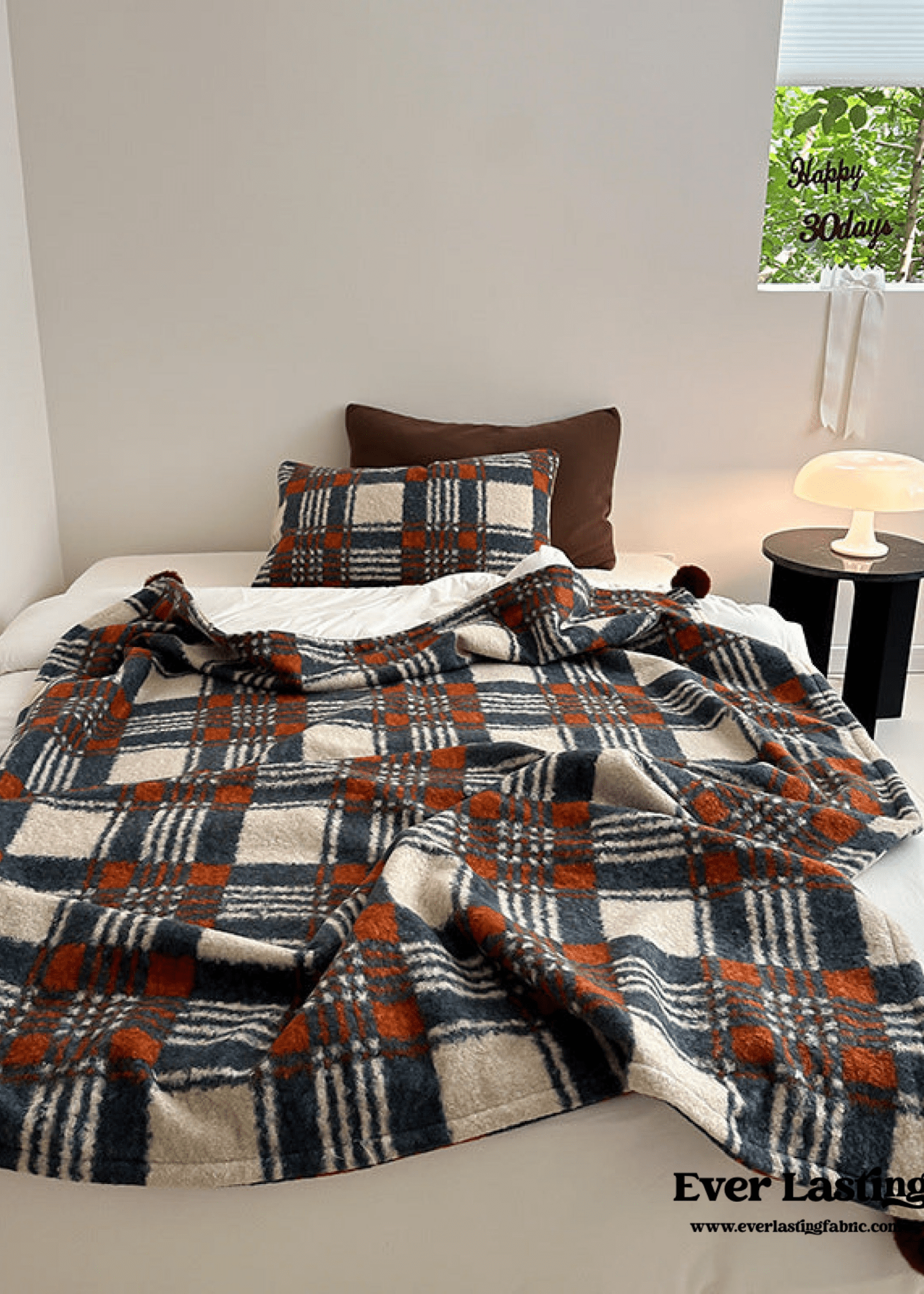 Cozy Plaid Wool Throw Blanket / Brown - Ever Lasting