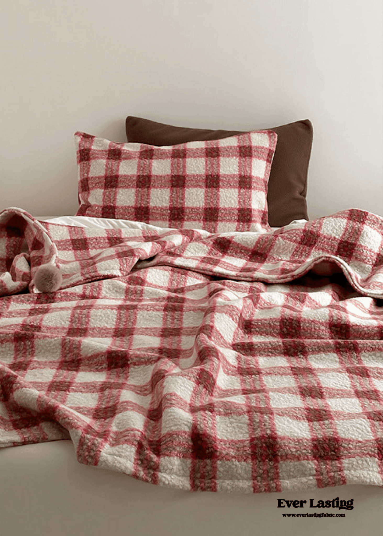 Cozy Plaid Wool Throw Blanket / Red - Ever Lasting