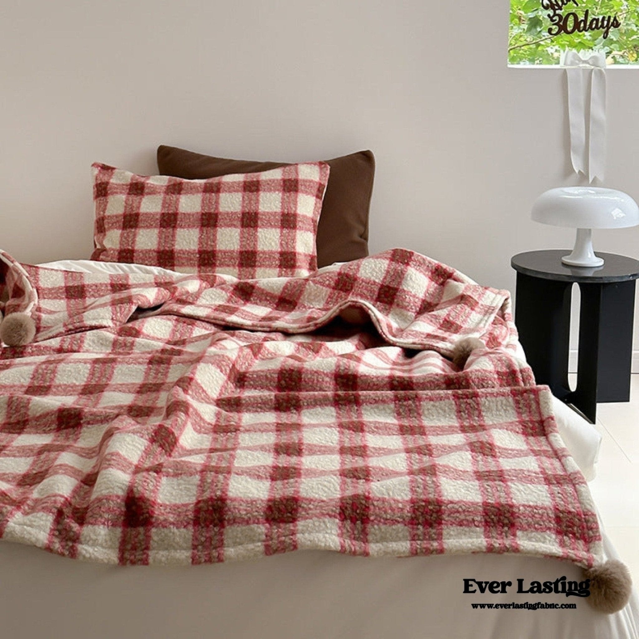 Cozy Plaid Wool Throw Blanket / Red - Ever Lasting