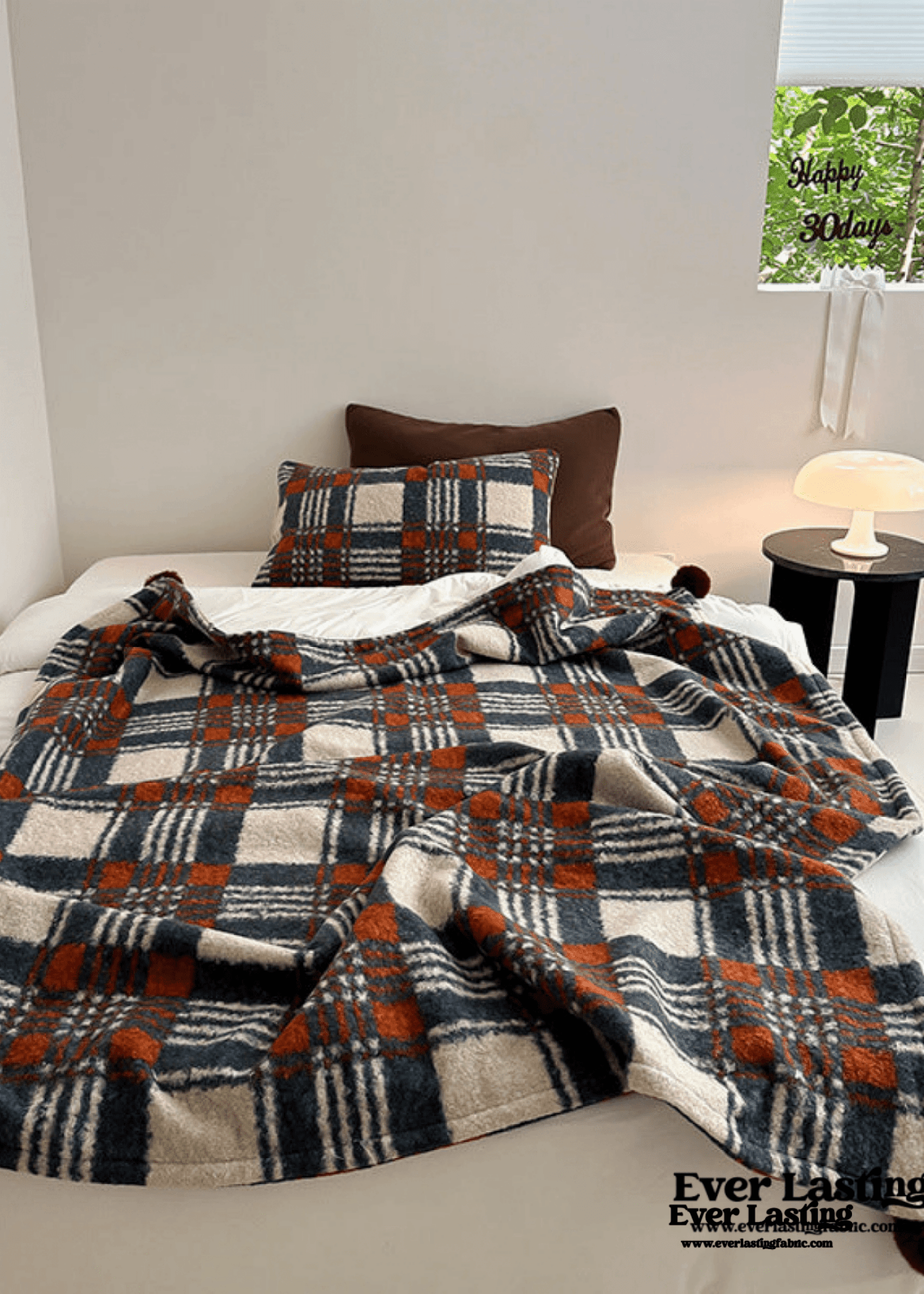 Cozy Plaid Wool Throw Blanket / Red - Ever Lasting