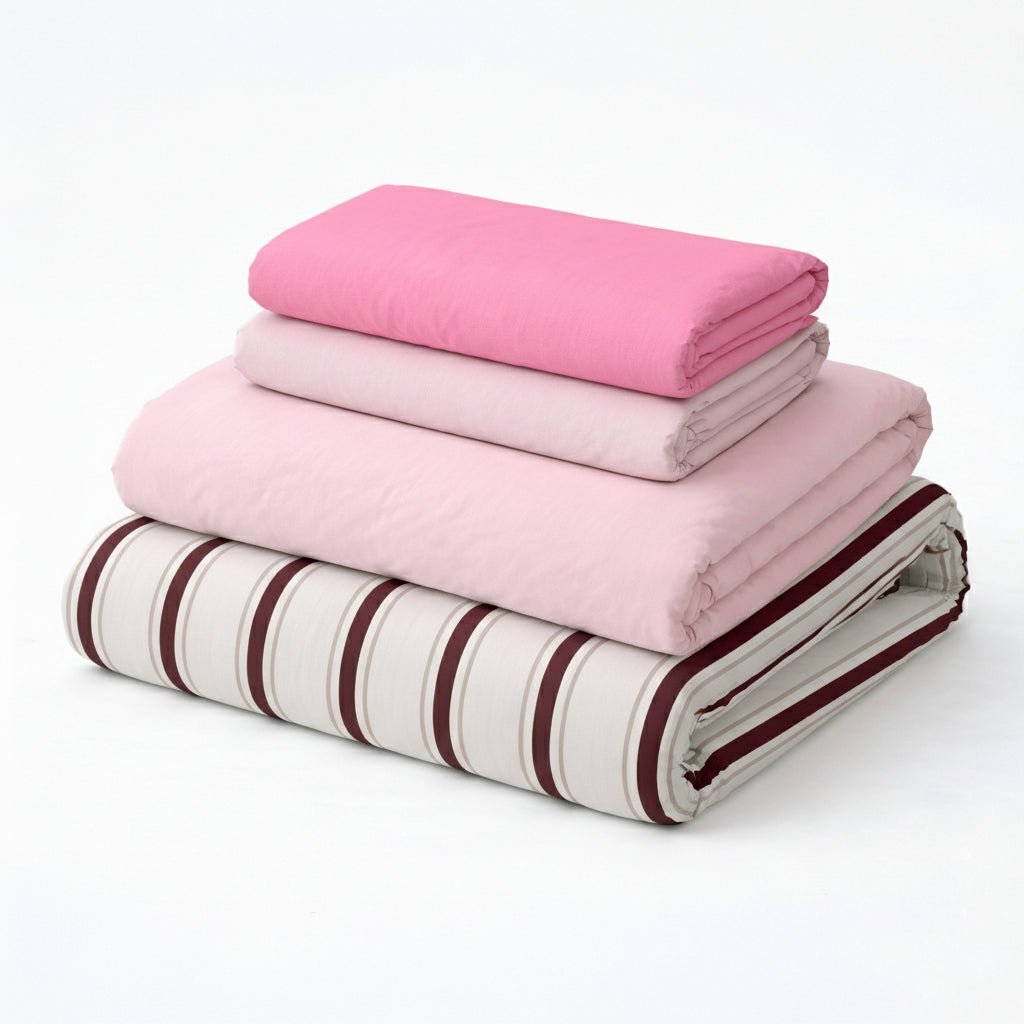  - Ever Lasting - Cozy Washed Cotton Striped Bedding Set / Pink - Bedding Set - Ever Lasting