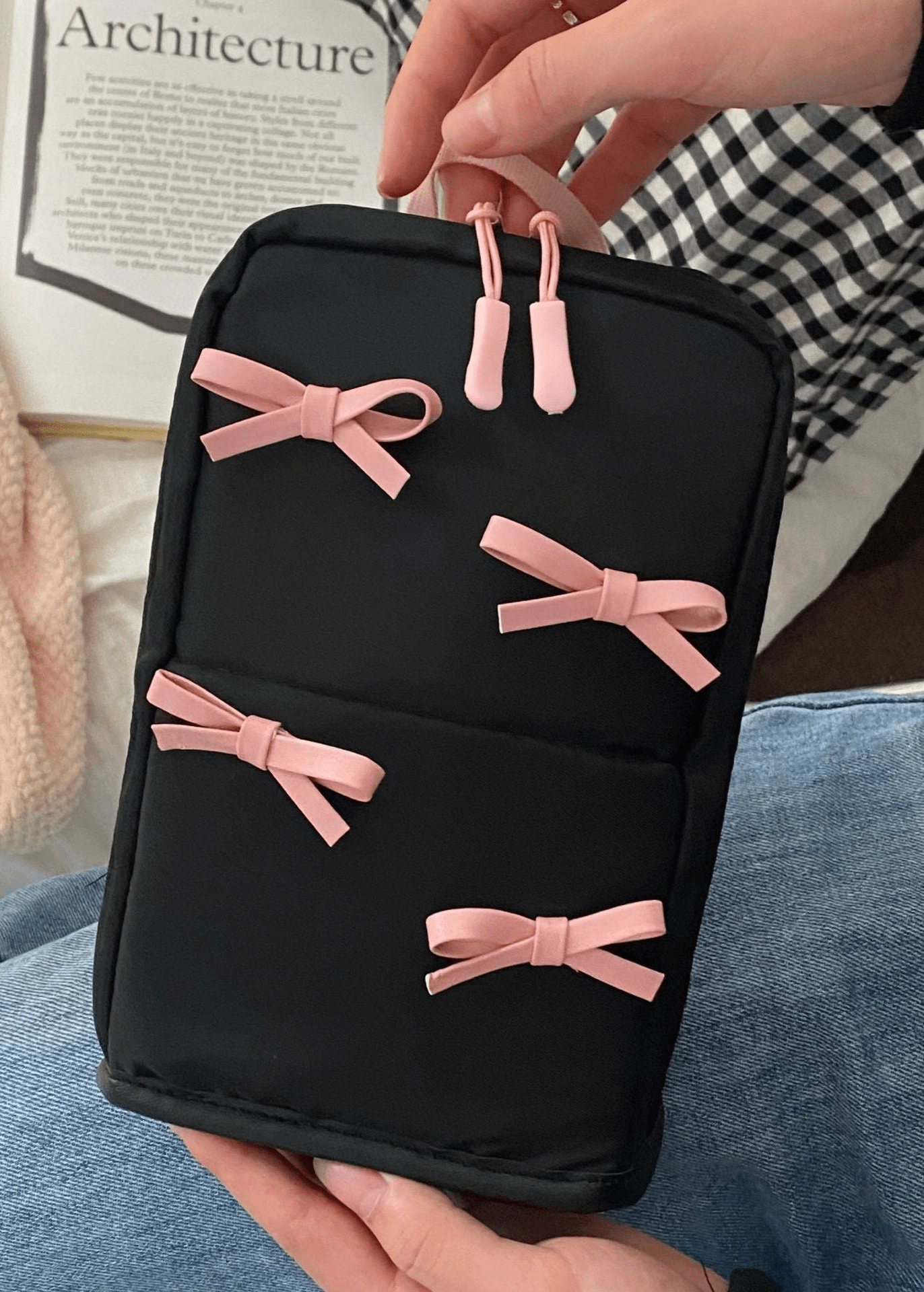 Cute Bow Black Makeup Bag - Ever Lasting