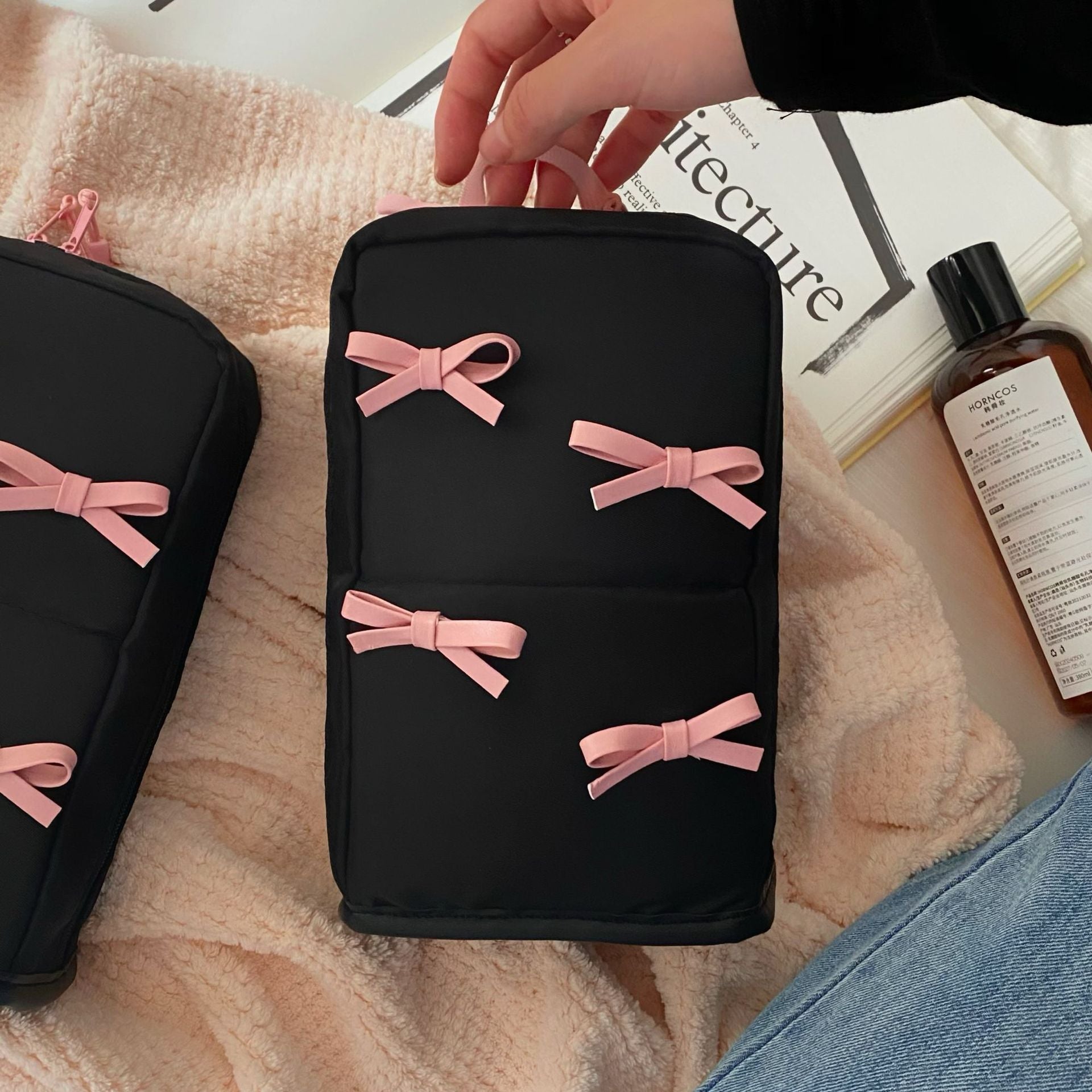Cute Bow Black Makeup Bag - Ever Lasting