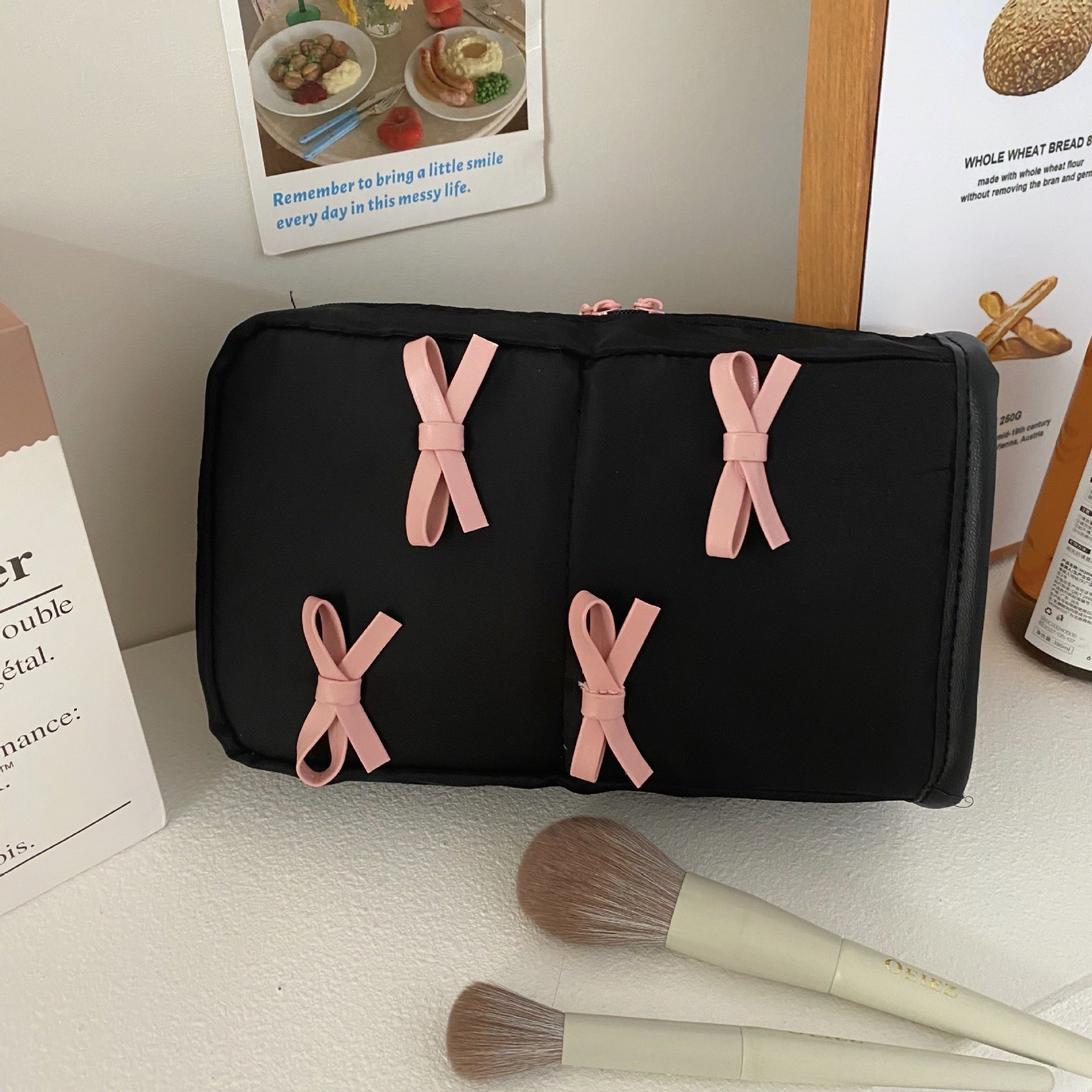 Cute Bow Black Makeup Bag - Ever Lasting
