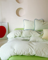 Pepper Candy Stripe Bedding Set / Green + Pink