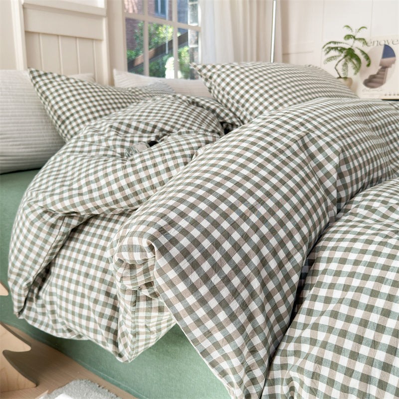 Gingham Bedding Set / Brown Bedding Set