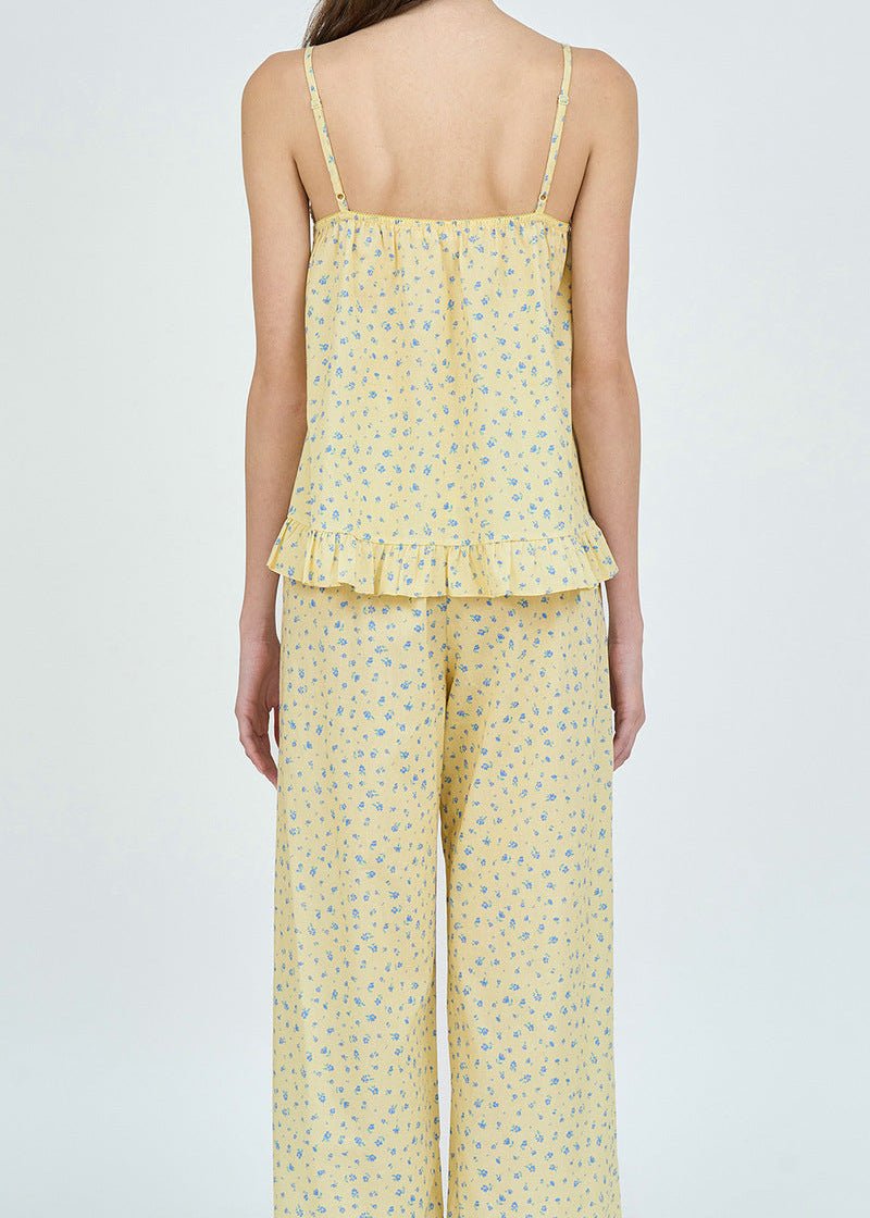  - Ever Lasting - Dahliana Sleeveless Floral Pajama Set / Yellow - Pajamas - Ever Lasting