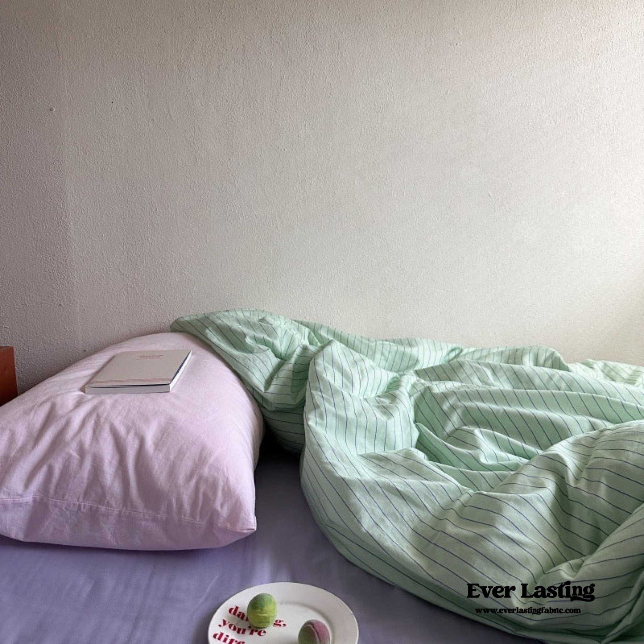 Daisy Mint Fresh Striped Bedding Set / Purple & Pink - Ever Lasting