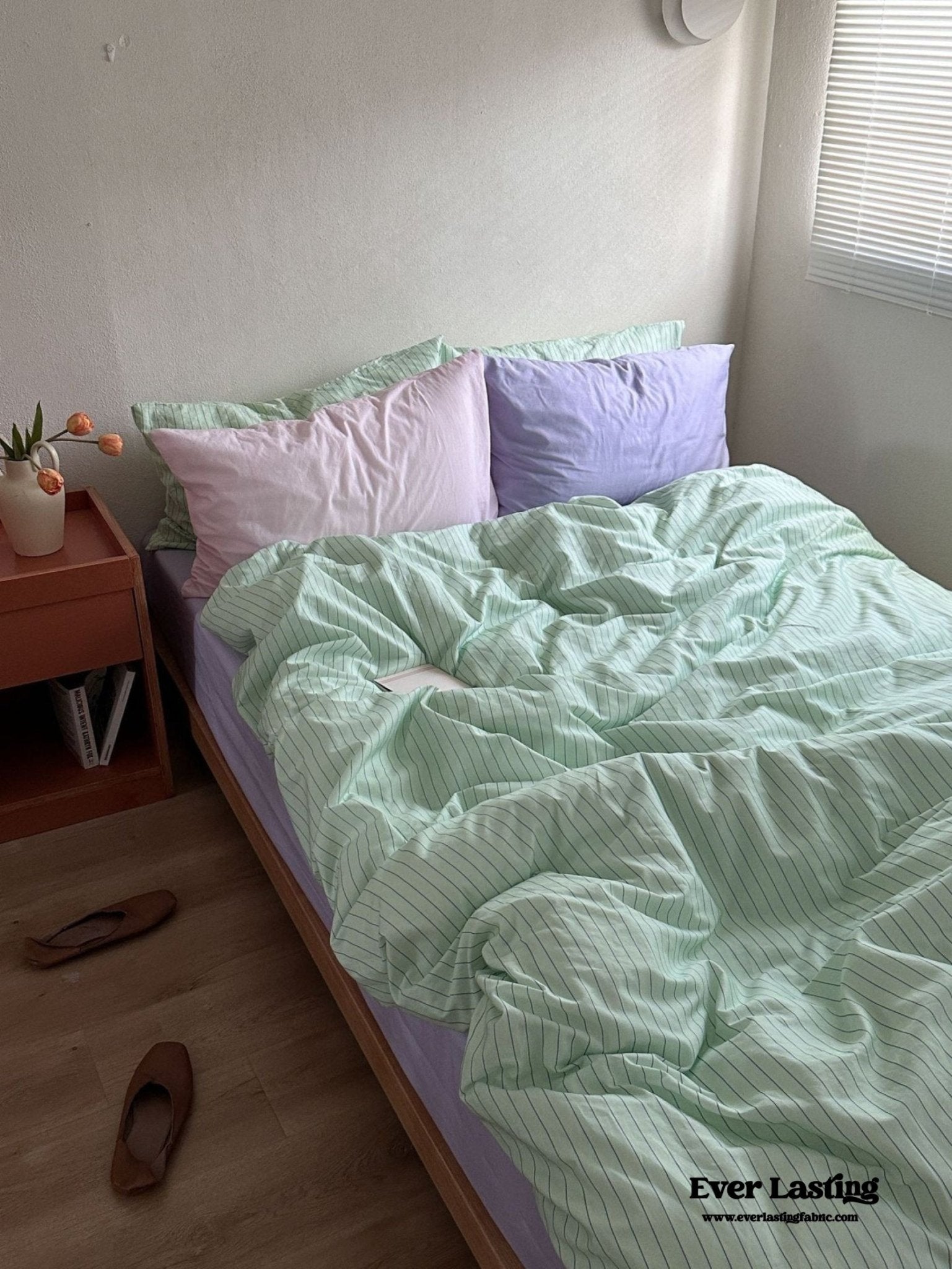 Daisy Mint Fresh Striped Bedding Set / Purple & Pink - Ever Lasting