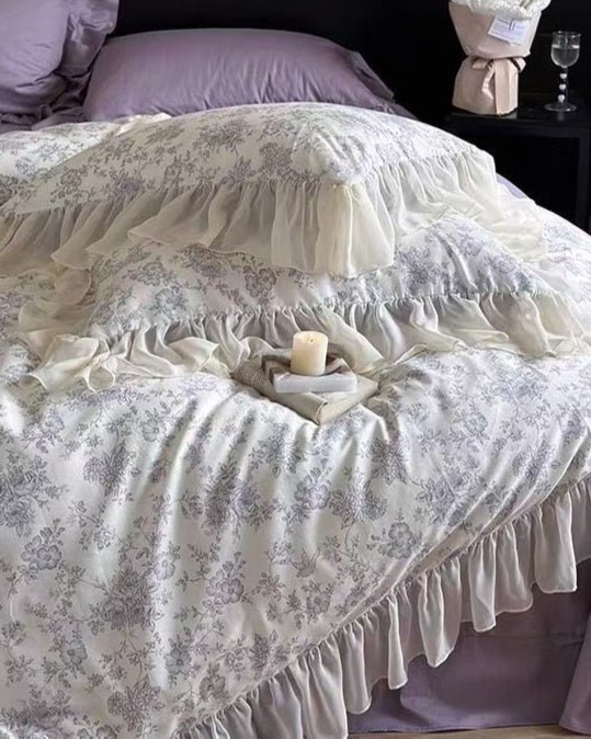 Daisy Purple Floral Ruffle Bedding Bundle - Ever Lasting