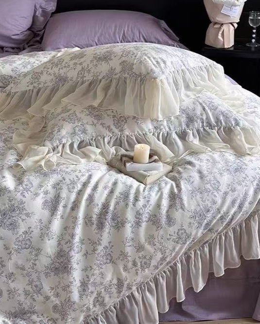 Daisy Purple Floral Ruffle Bedding Set - Ever Lasting