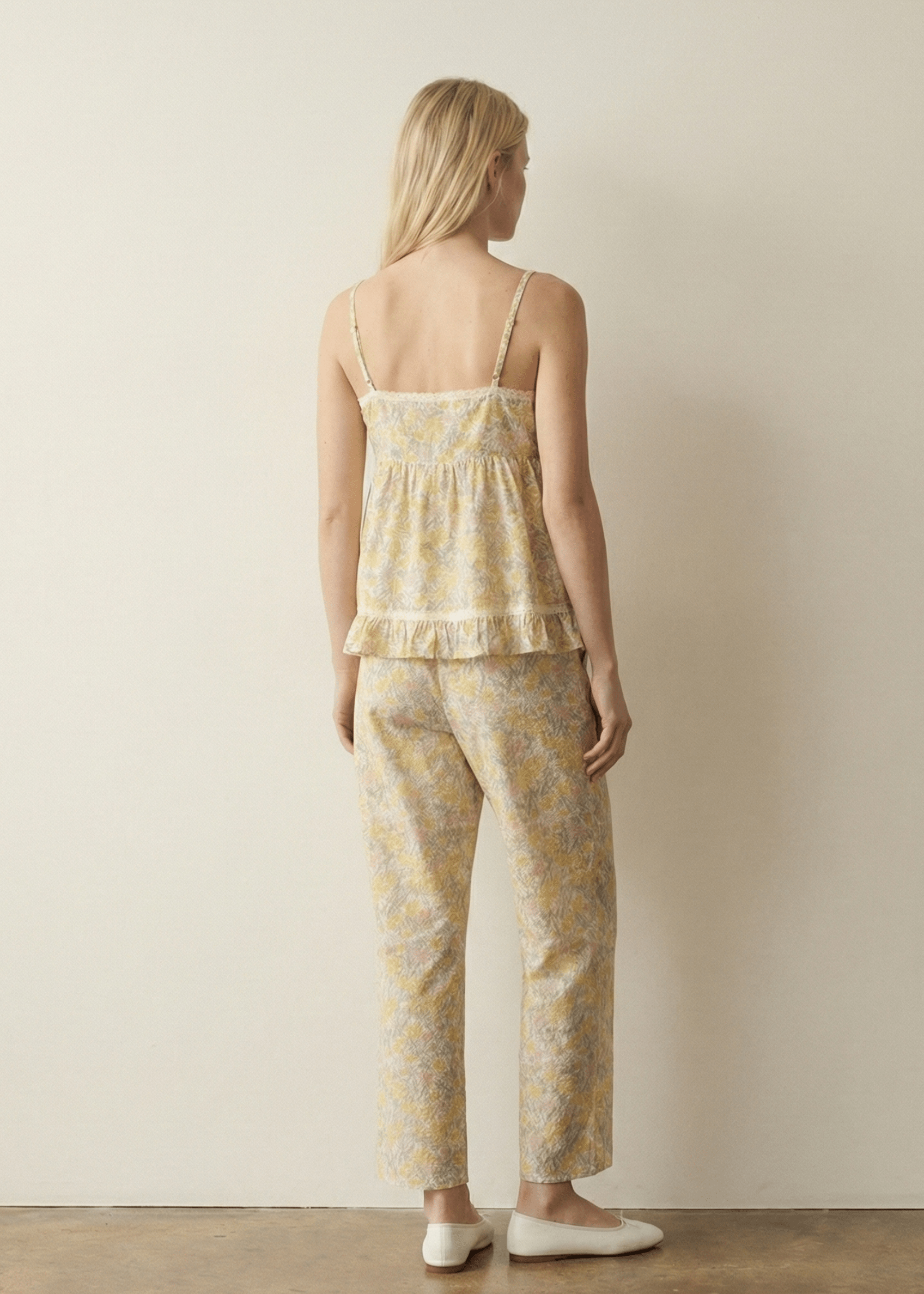  - Ever Lasting - Danica Sleeveless Floral Pajama Set / Yellow - Pajamas - Ever Lasting