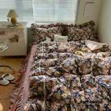 Dark Garden Floral Bedding Set / Beige Mix