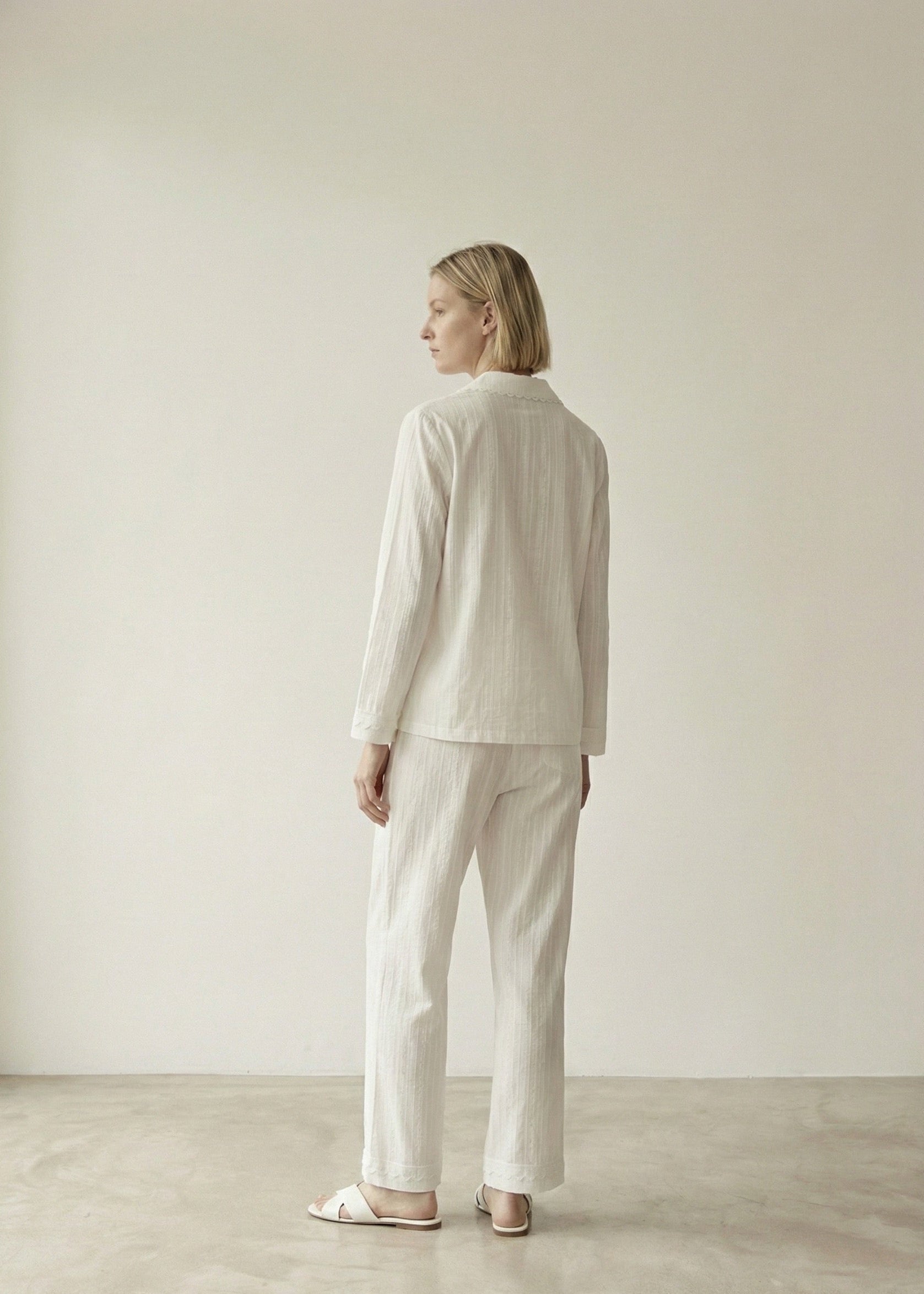 - Ever Lasting - Delilah Double Gauze Lace Pajama Set / White - Pajamas - Ever Lasting