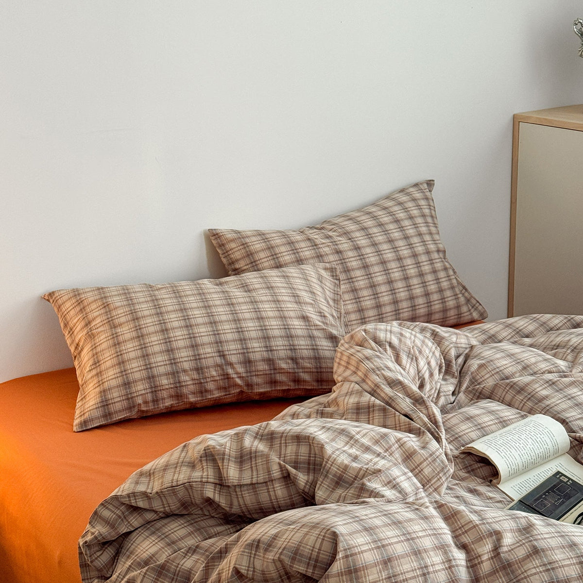 -Ever Lasting - Della Gingham Bedding Set/ Beige -Bedding Set -Ever Lasting