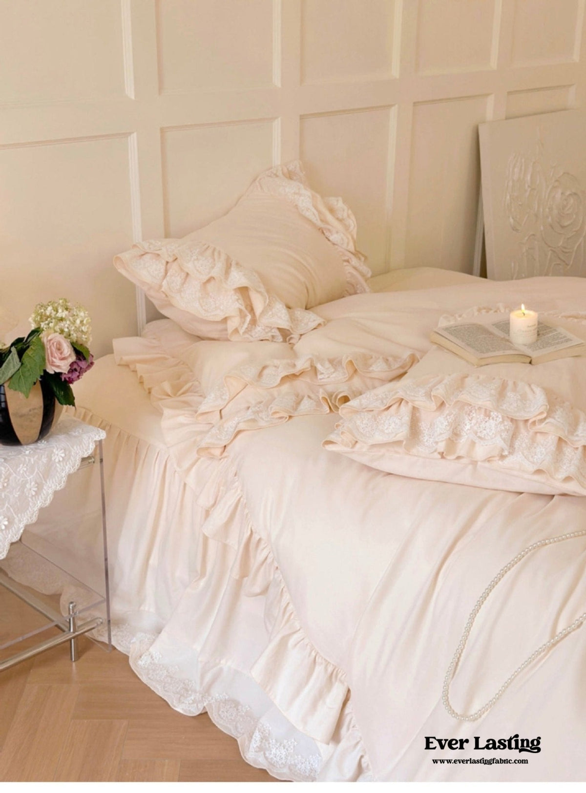 Lace Bed Ruffle Lace Ruffle Bedding Set | Luxury Ruffle Bed Set | Ever Lasting