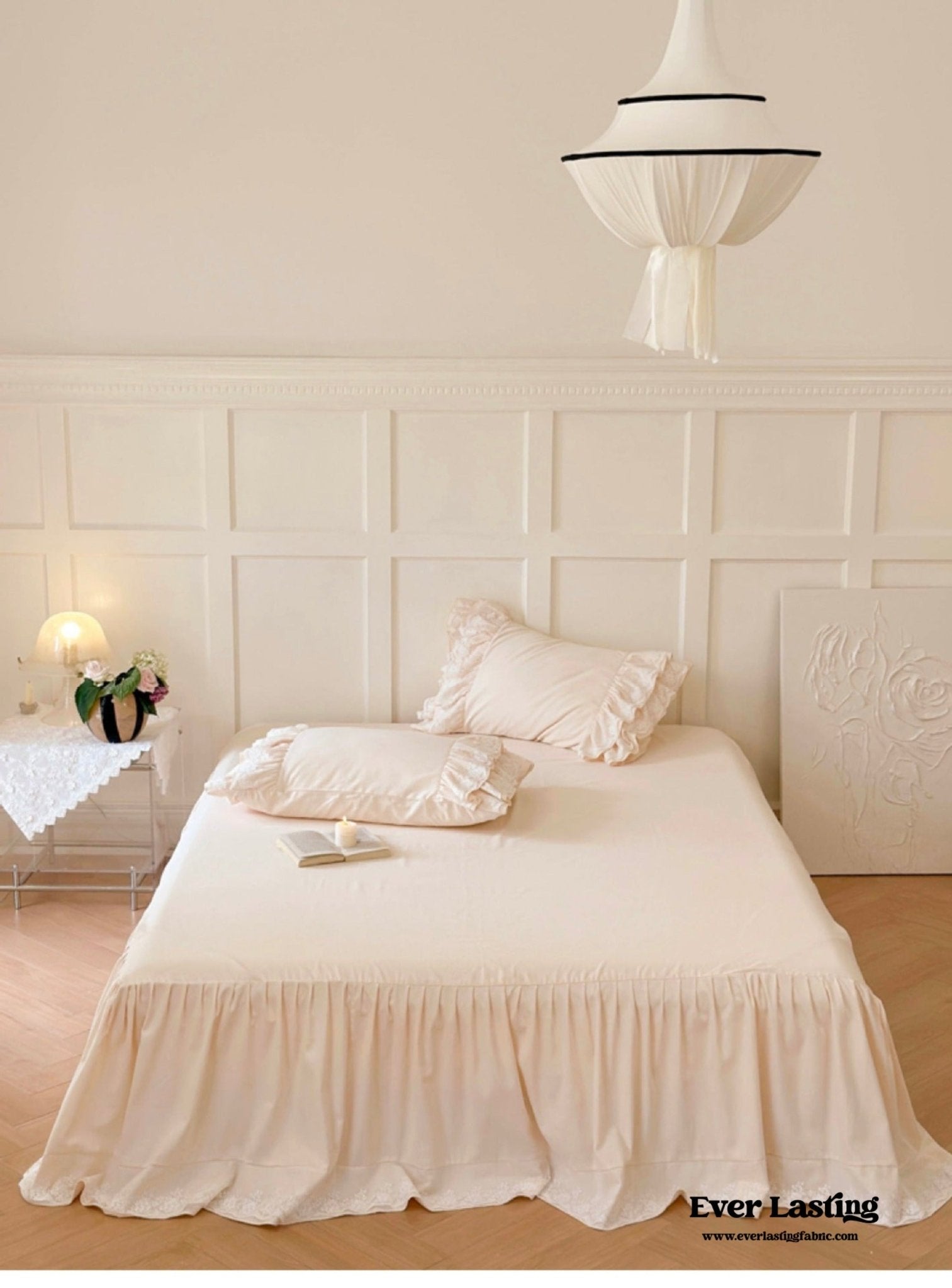 Double Lace Coquette Ruffle Bedding Set / Baby Pink - Ever Lasting