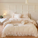 Double Lace Coquette Ruffle Bedding Set / Baby Pink Medium Bed Skirt