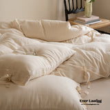 Double Layer Beige Bow Tied Ruffle Bedding Set