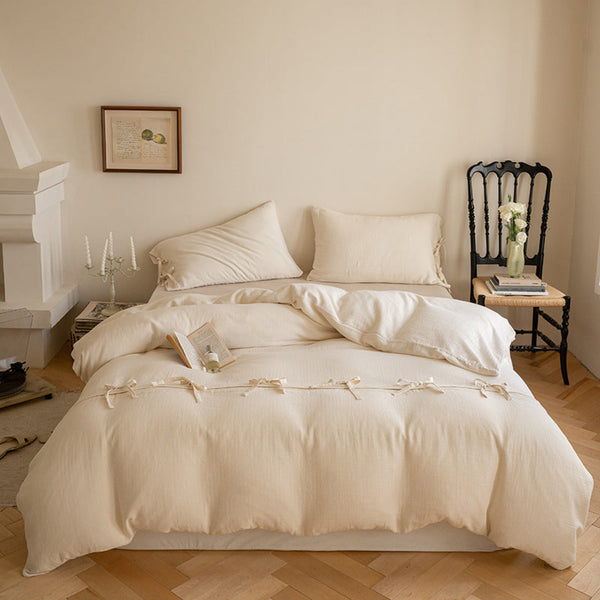 Ribbon Bow Airy Lace Bedding Set / Cream White, Best Stylish Bedding